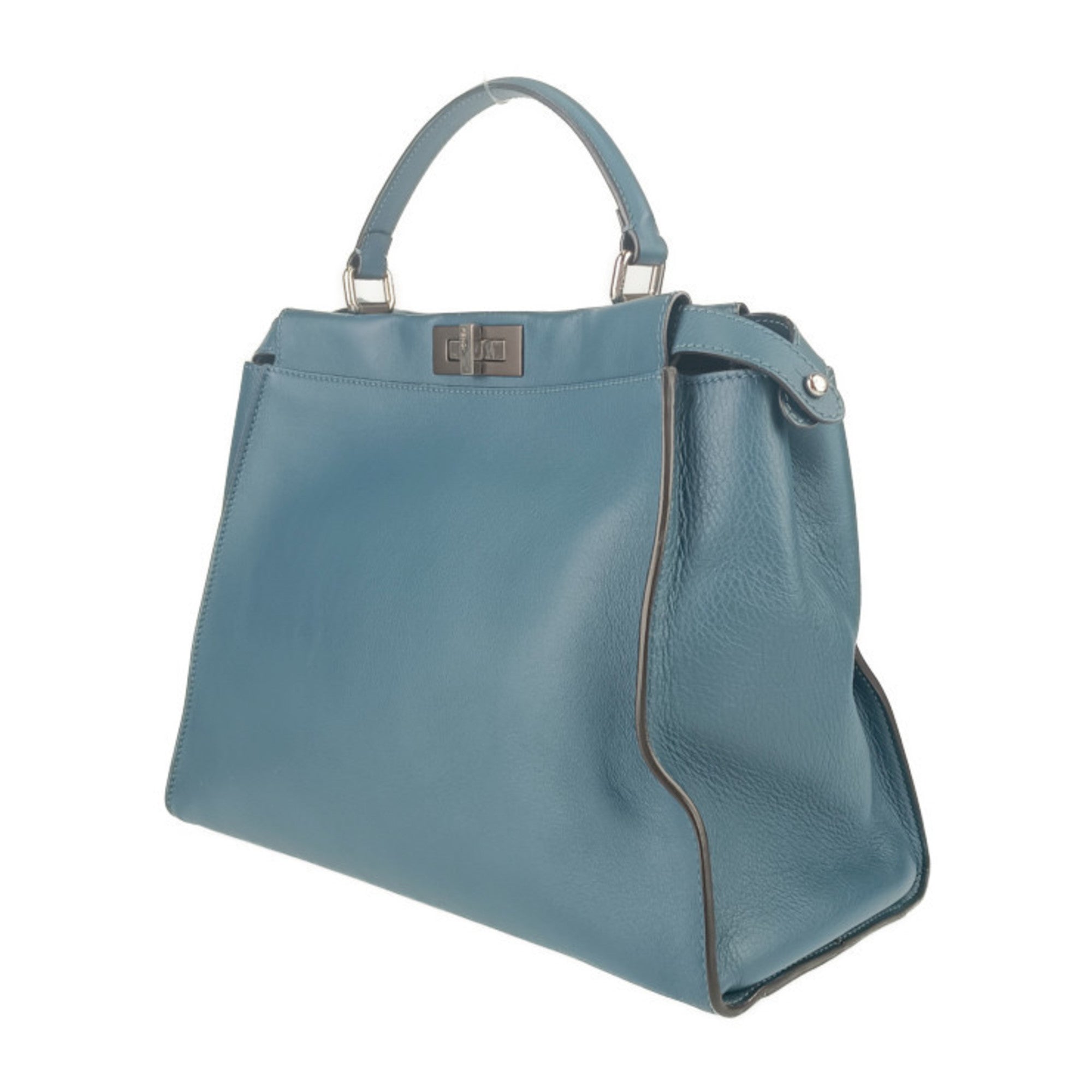 Fendi Peekaboo Blue Leather Handbag Shoulder Bag Tote Bag (Pre-Owned)