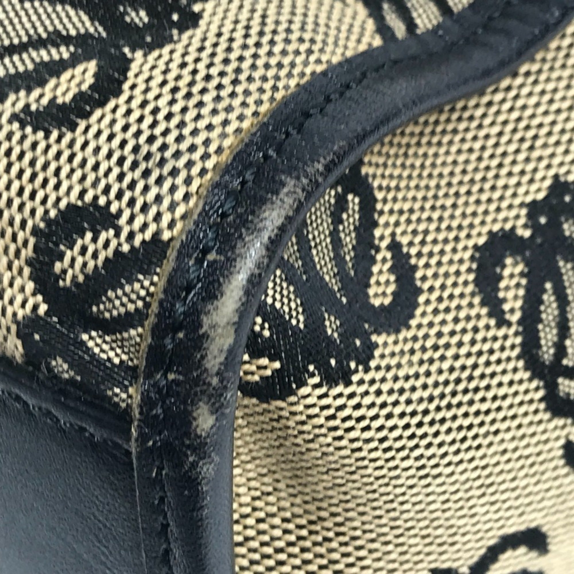 Loewe Beige Black Leather Canvas Handbag Tote Bag (Pre-Owned)
