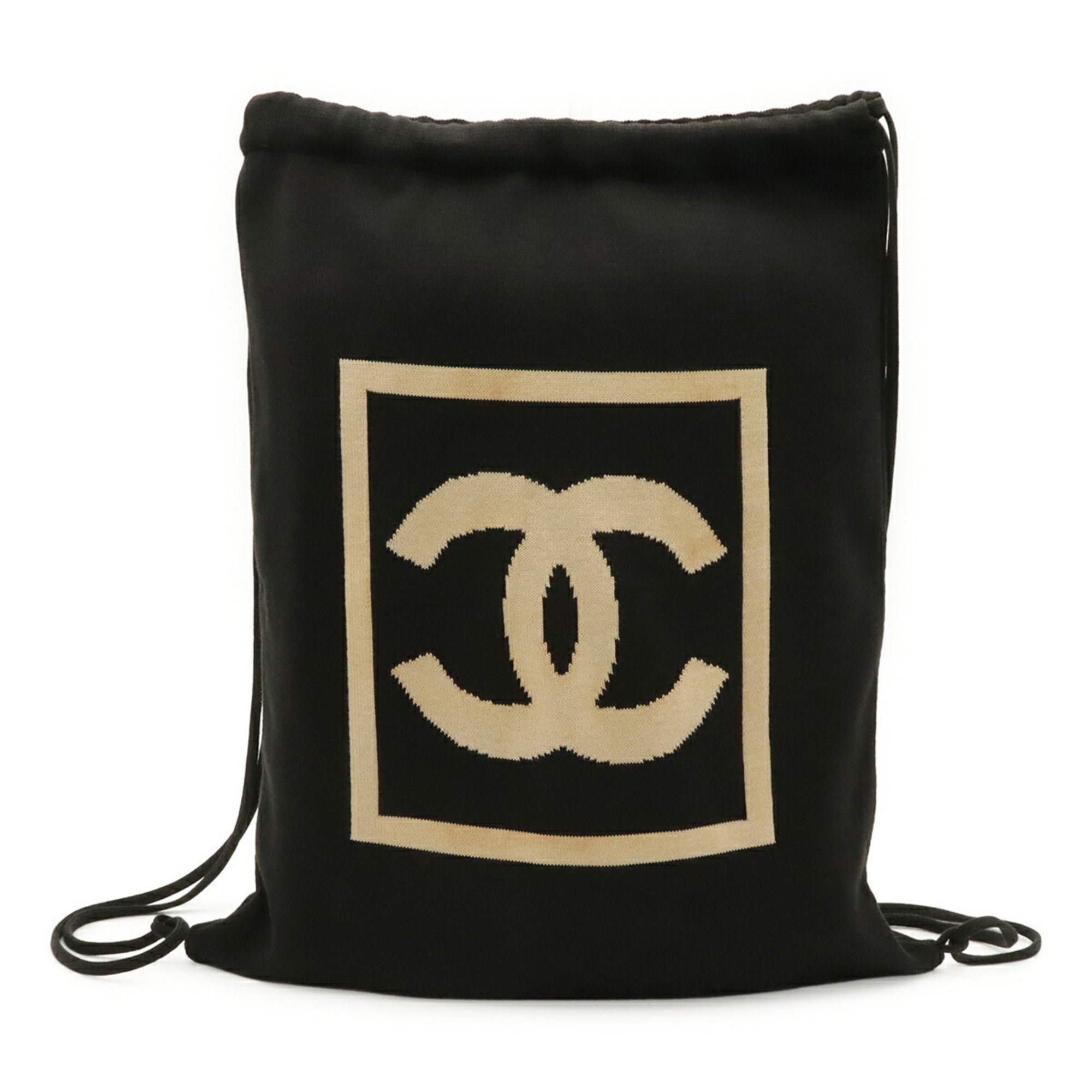 Chanel Sport Beige Black Cotton Backpack (Pre-Owned)
