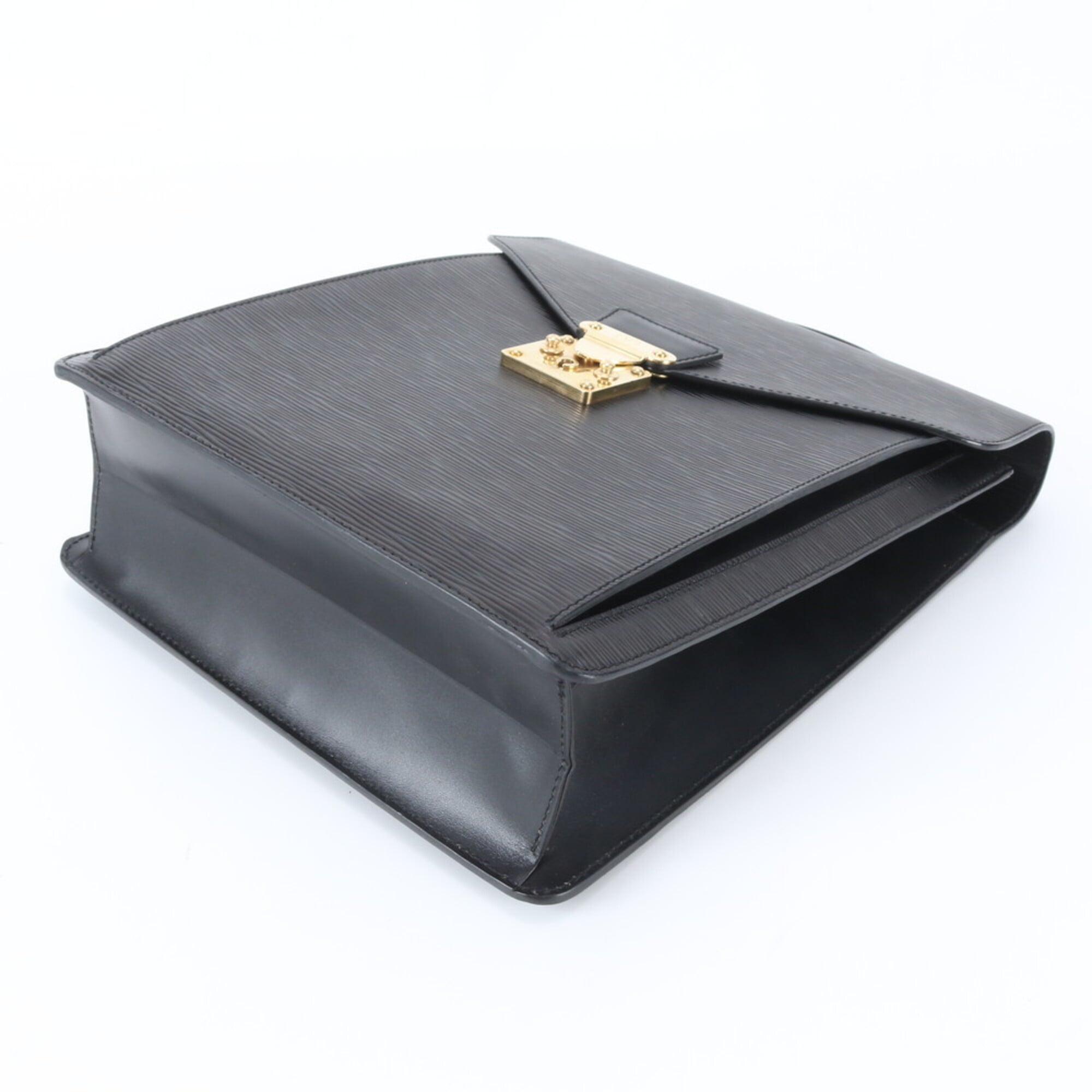 Louis Vuitton Black Noir Leather Briefcase Handbag (Pre-Owned)
