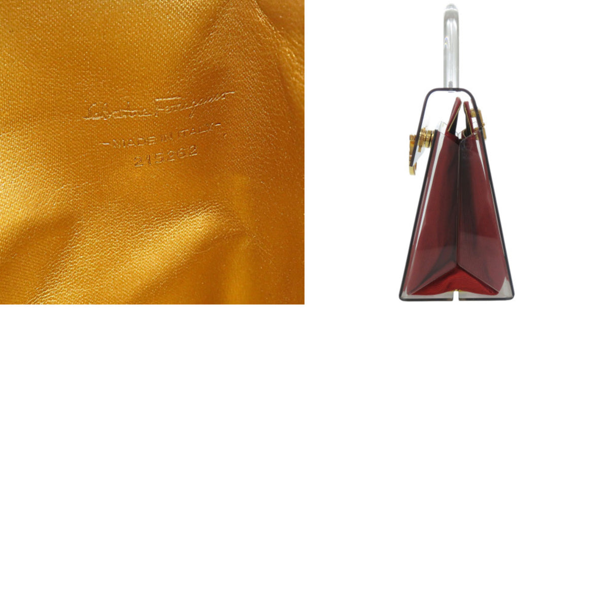 Salvatore Ferragamo Clear Gold Red Color Acrylic Metal Handbag (Pre-Owned)