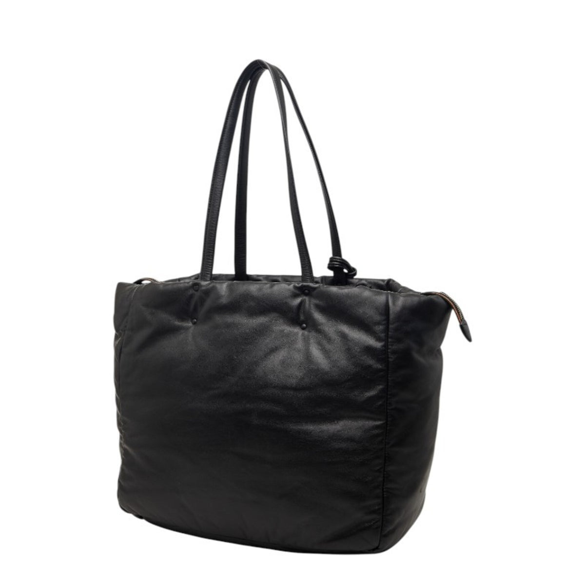 Prada Black Leather Shoulder Bag Tote Bag (Pre-Owned)