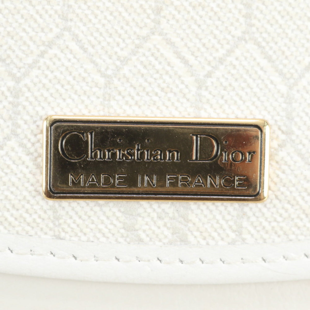 Christian Dior Beige Leather Coated Canvas Shoulder Bag Tote Bag (Pre-Owned)