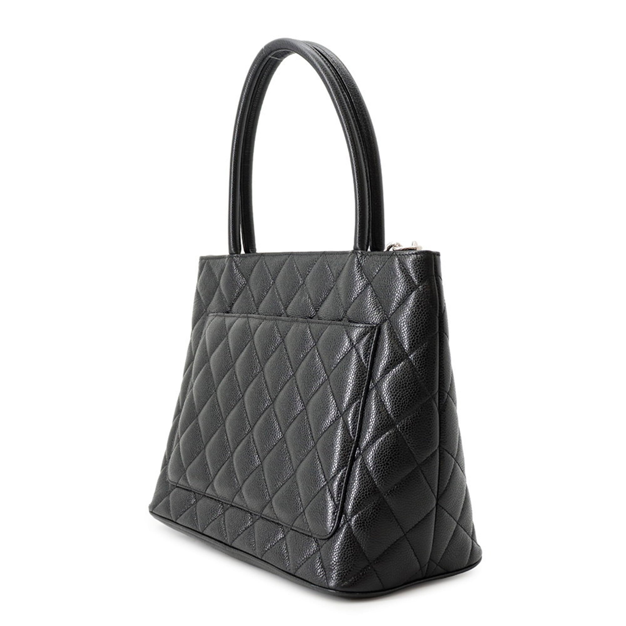 Chanel Matelasse Black Leather Handbag Tote Bag (Pre-Owned)