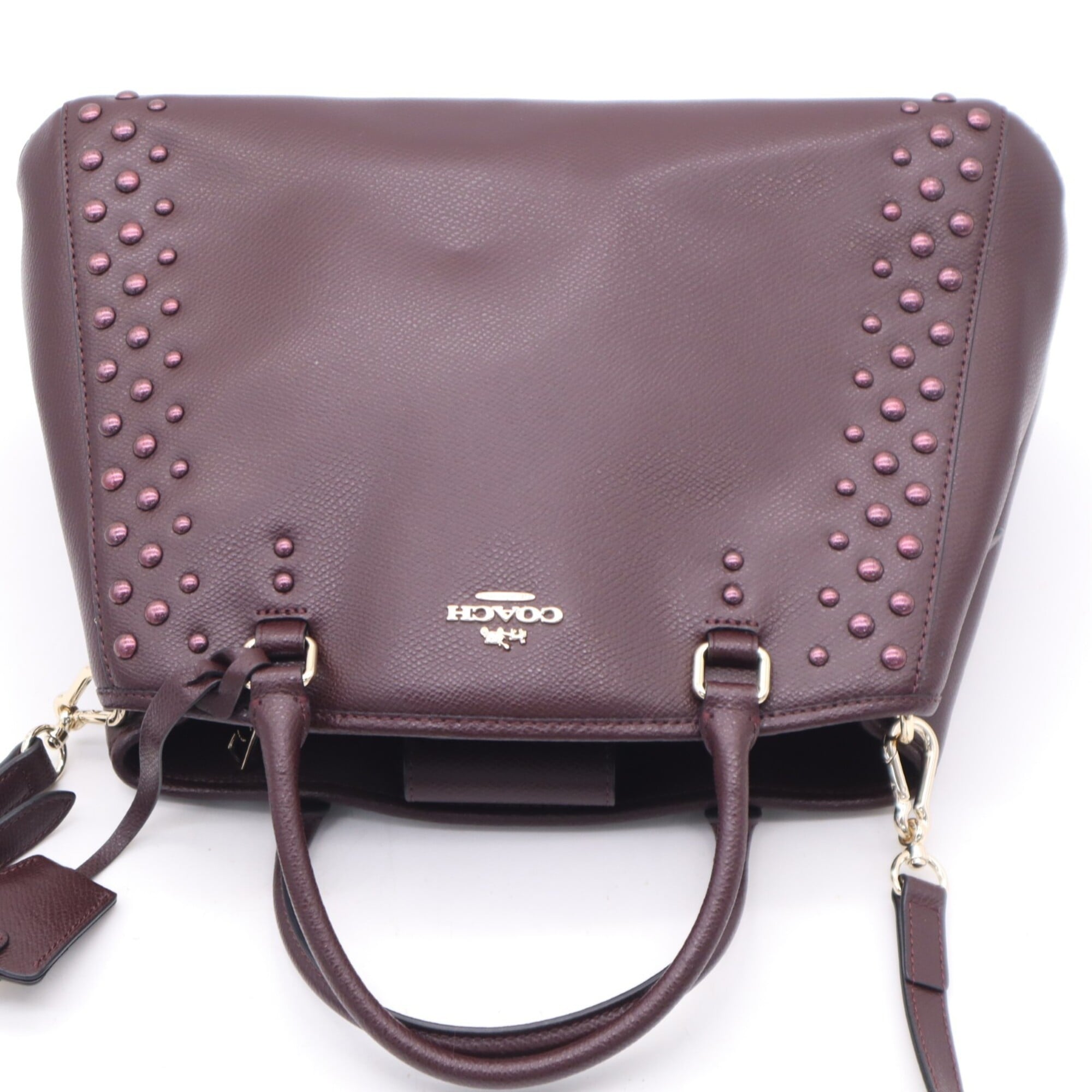 Coach Bordeaux Leather Handbag Shoulder Bag (Pre-Owned)