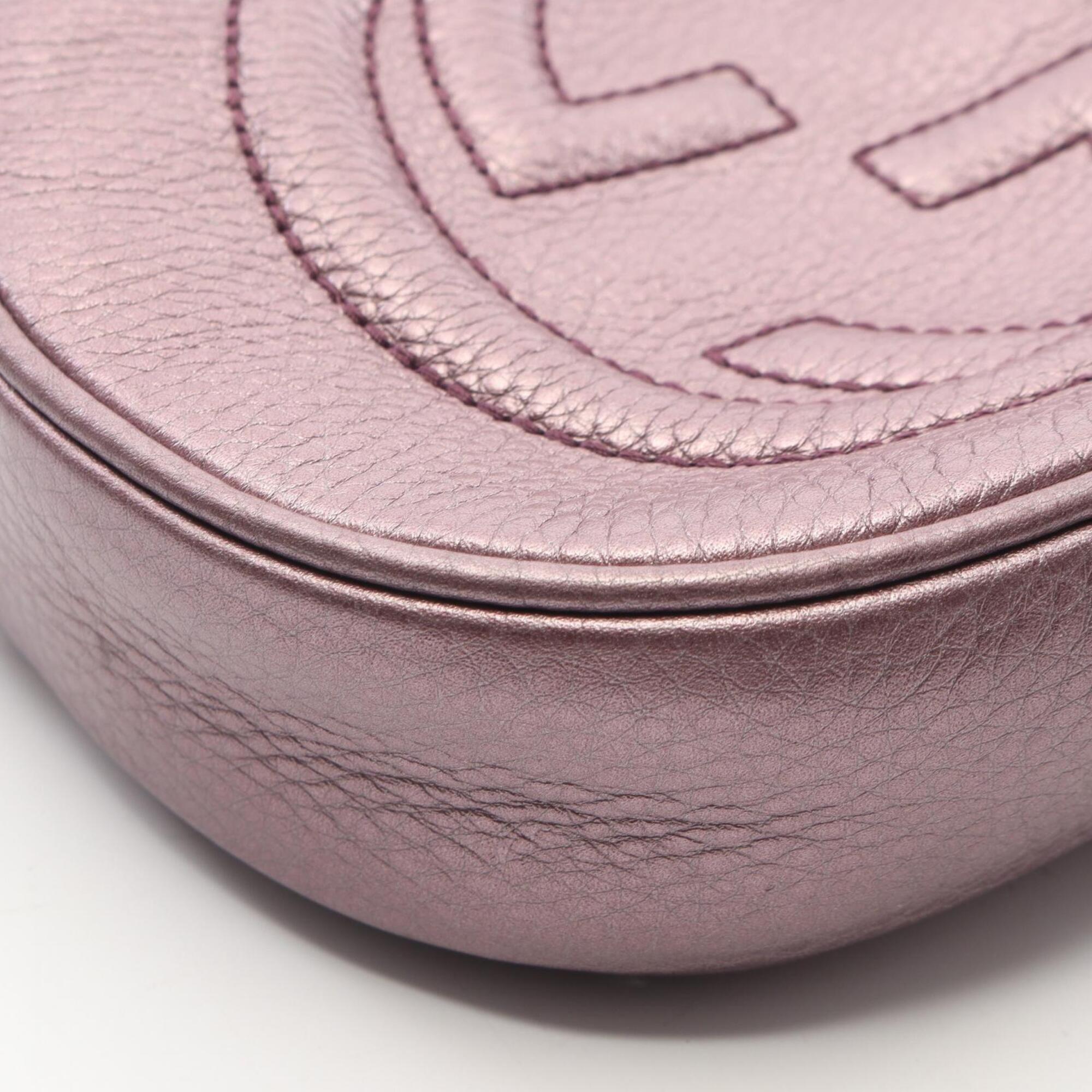 Gucci Purple Leather Handbag Shoulder Bag (Pre-Owned)