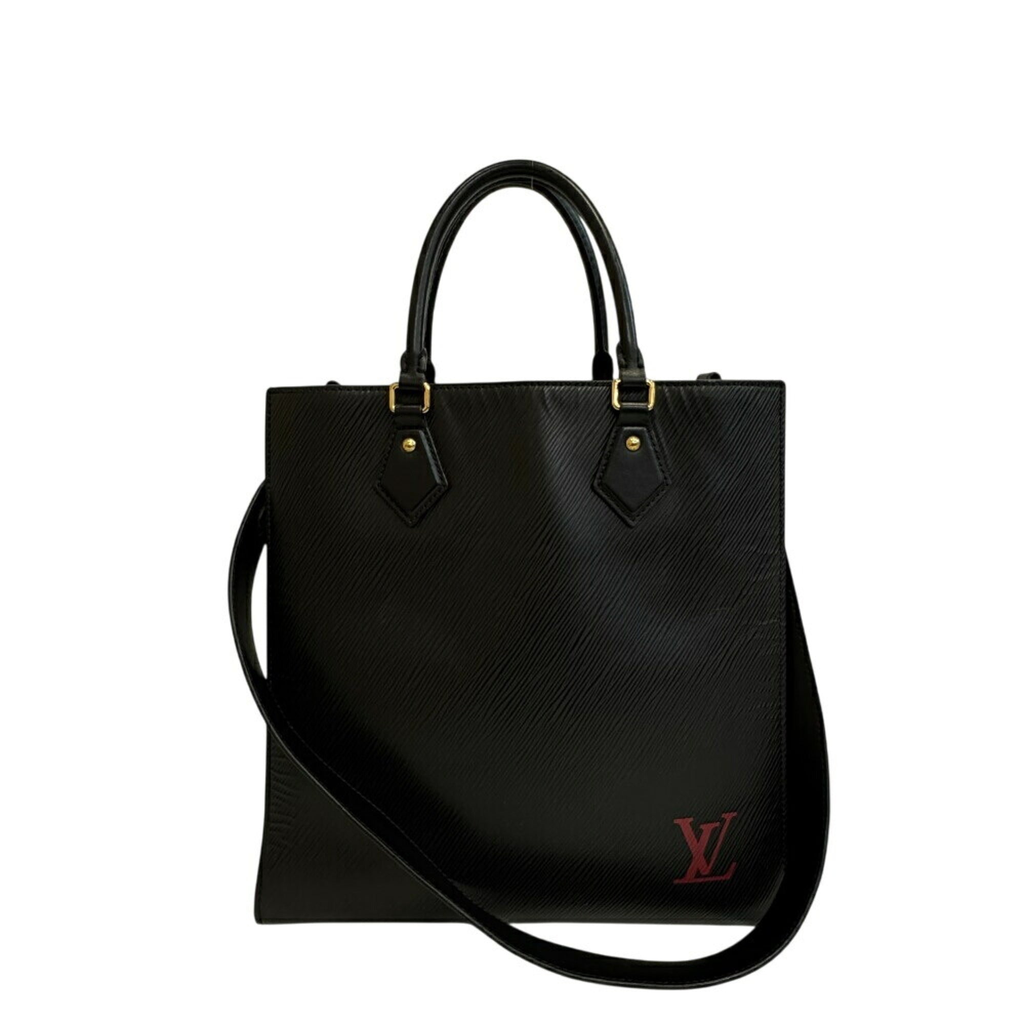 Louis Vuitton Black Leather Handbag Tote Bag (Pre-Owned)