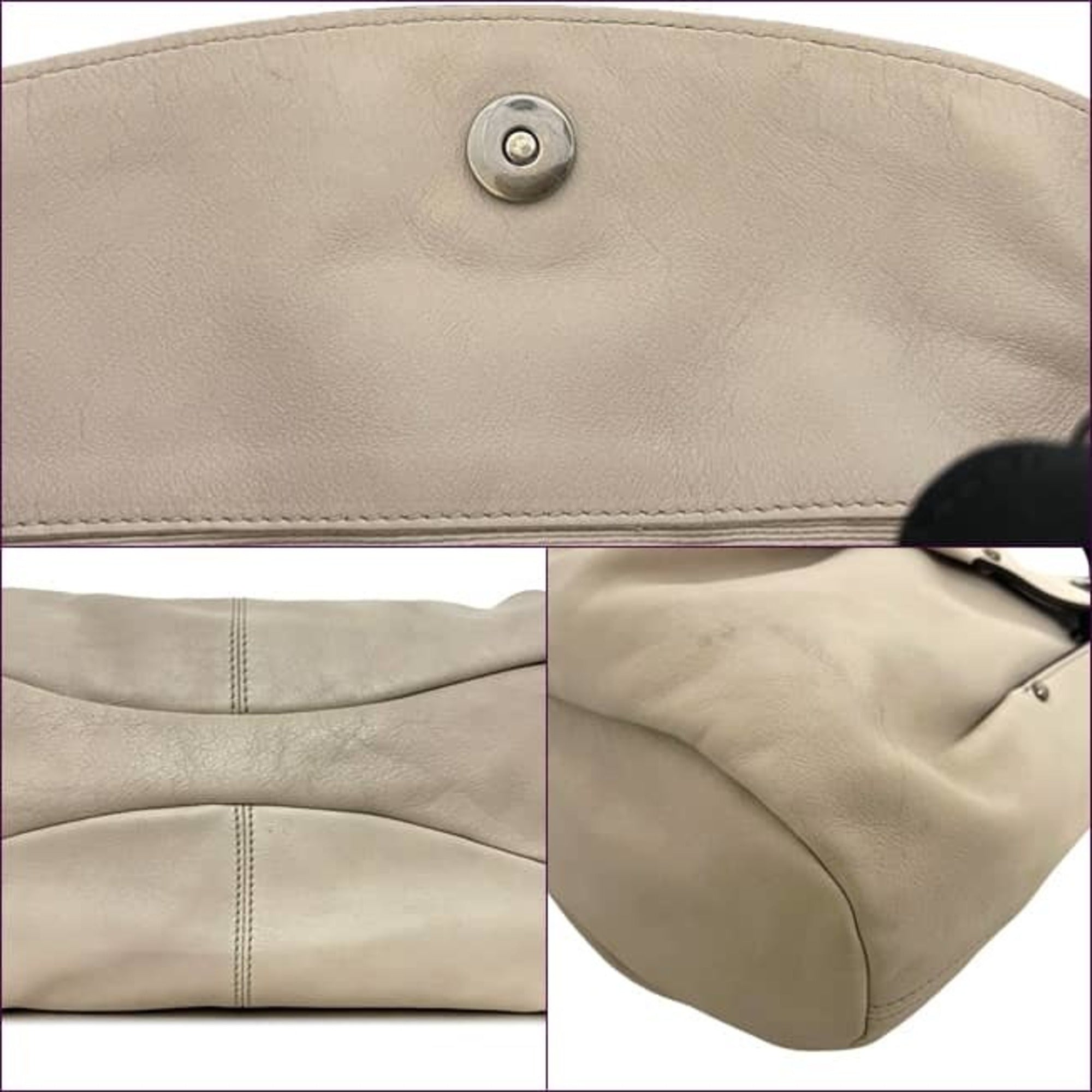 Salvatore Ferragamo Vara Beige Black Leather Handbag Tote Bag (Pre-Owned)