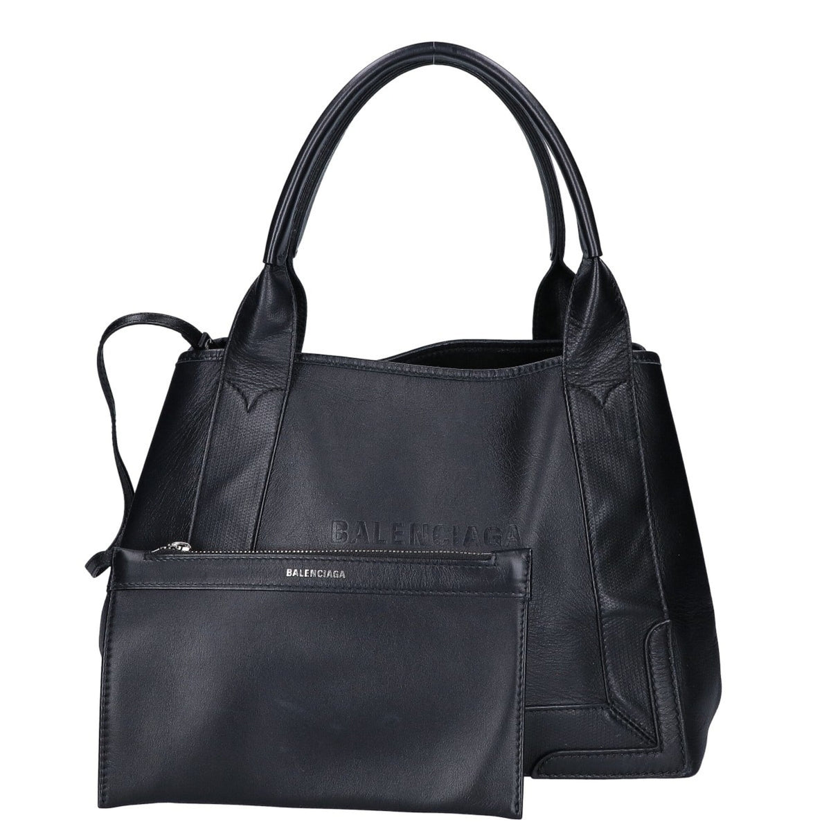 Balenciaga Navy Leather Pouch Tote Bag (Pre-Owned)