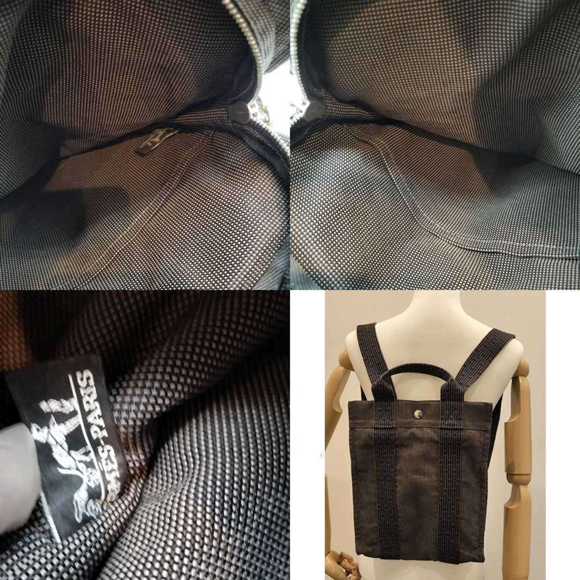 Hermes Her Line Gray Canvas Backpack (Pre-Owned)