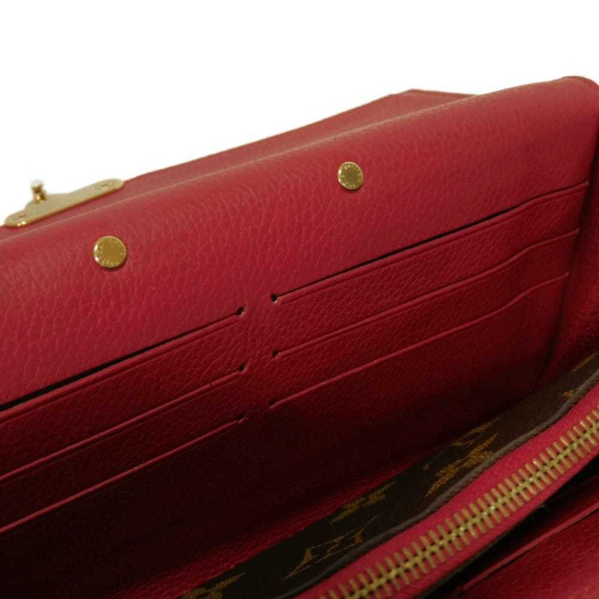 Louis Vuitton Brown Cerise Red Color Monogram Canvas Leather Long Wallet (Tri-Fold) (Pre-Owned)