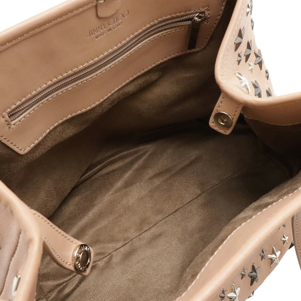 Jimmy Choo Pink Beige Leather Shoulder Bag Tote Bag (Pre-Owned)