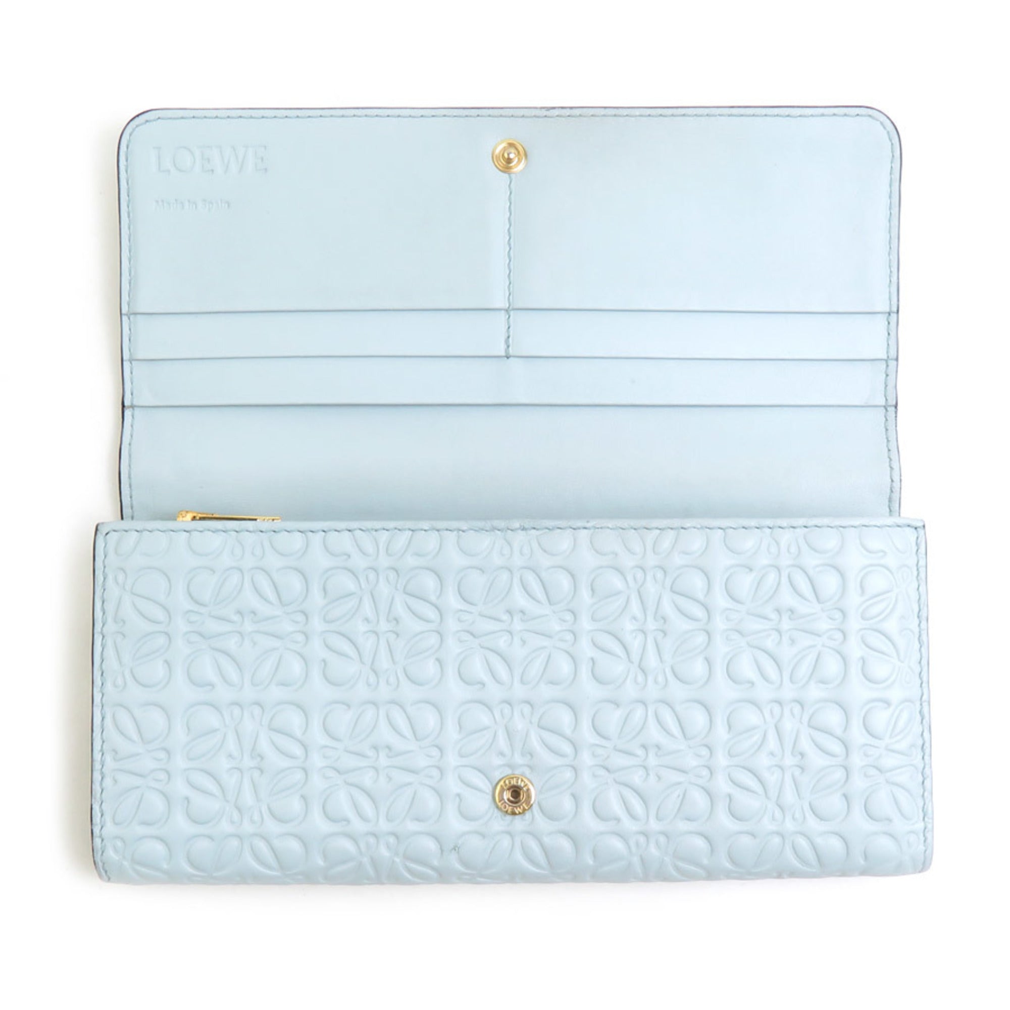 Loewe Light Blue Leather Long Wallet (Bi-Fold) (Pre-Owned)