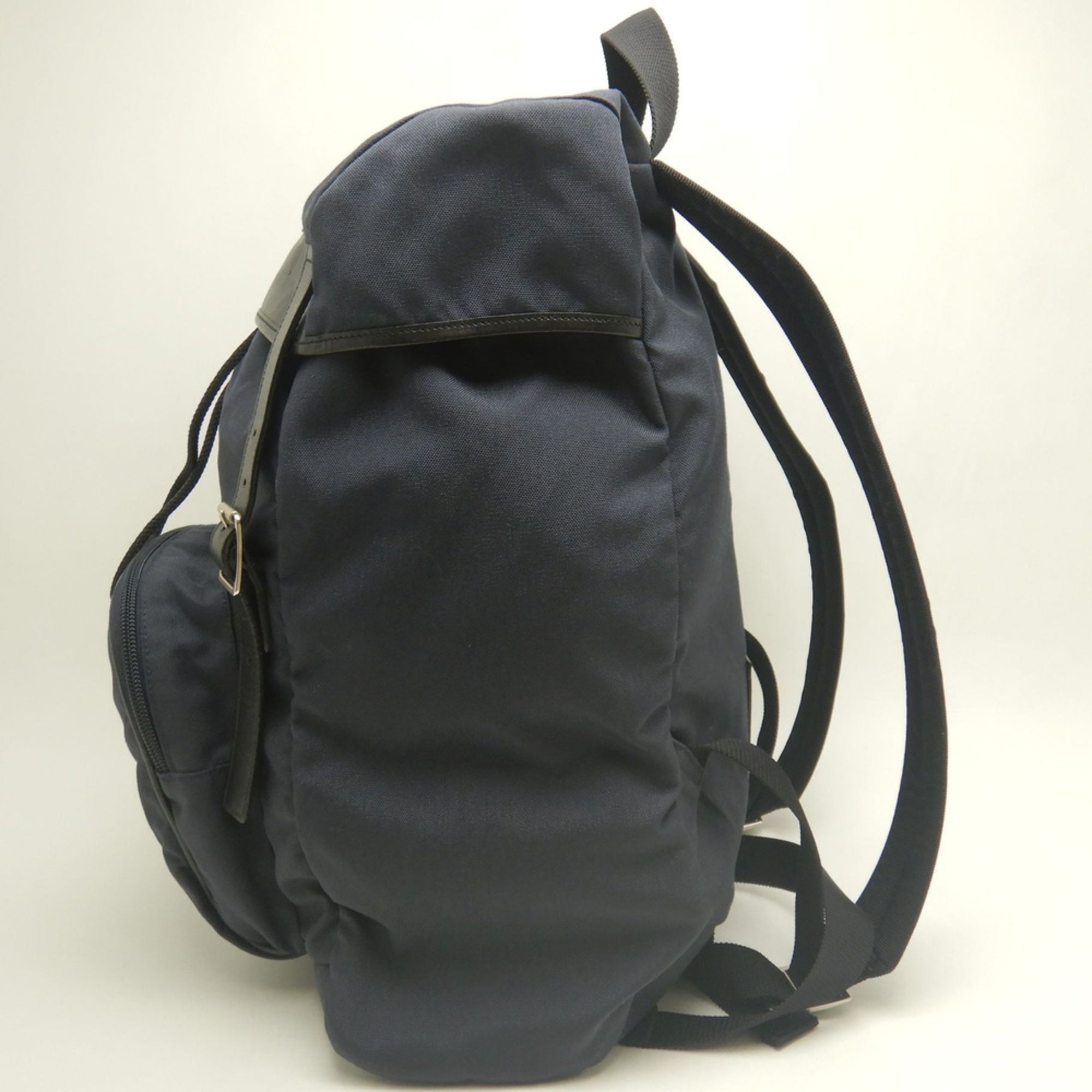 Yves Saint Laurent Navy Canvas Leather Backpack (Pre-Owned)