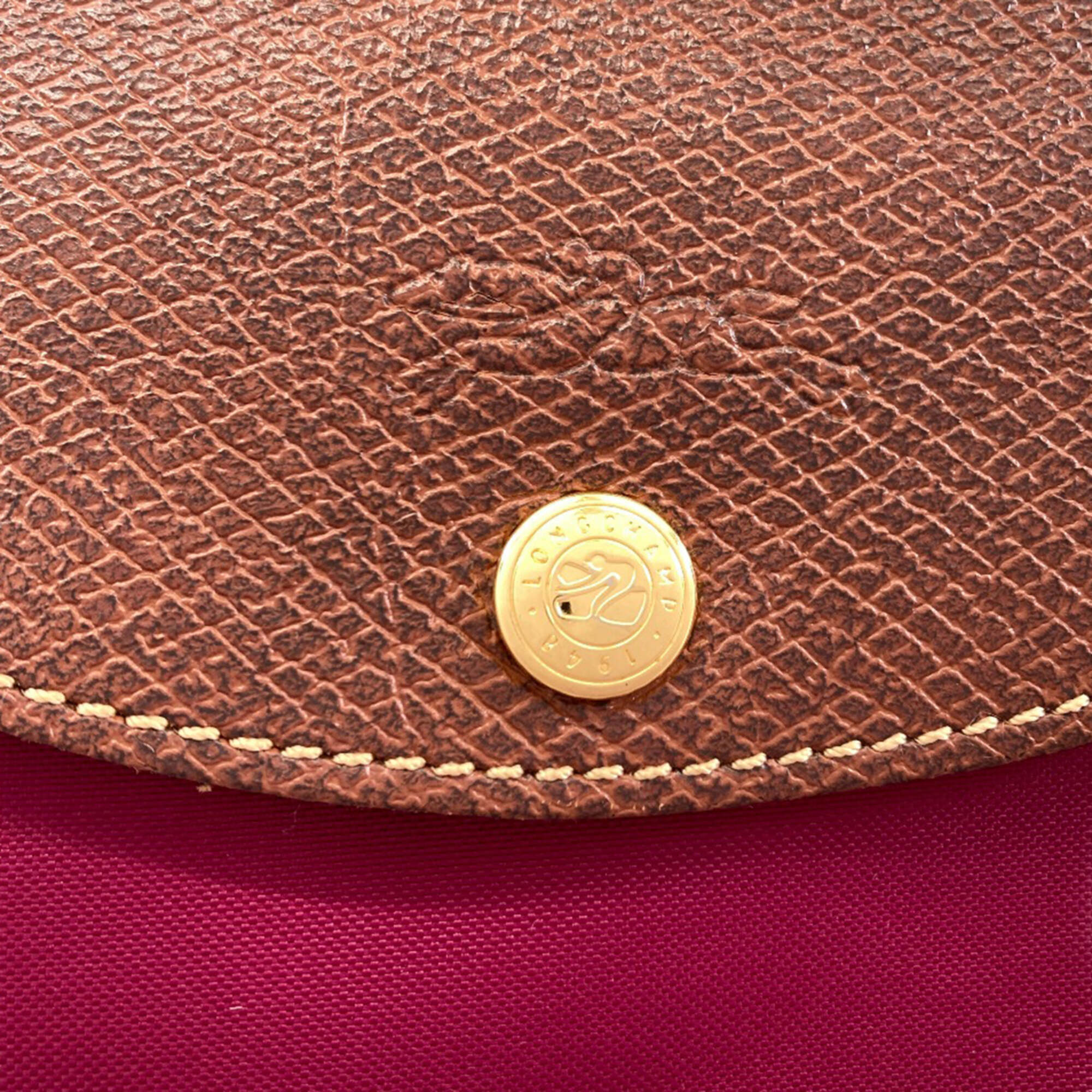 Longchamp Red Color Nylon Handbag (Pre-Owned)