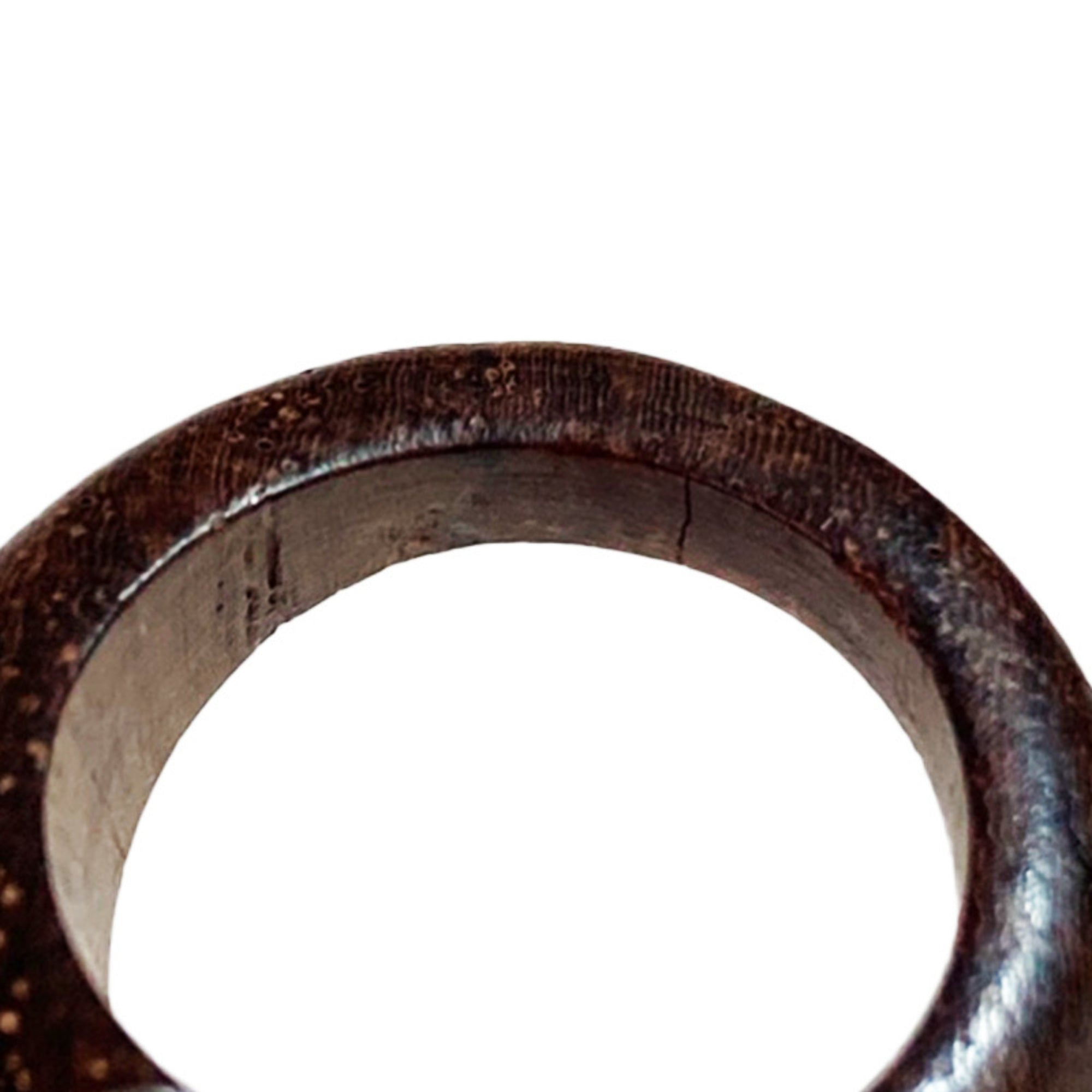 Hermes Silver Brown Metal Wood Band Ring (Pre-Owned)