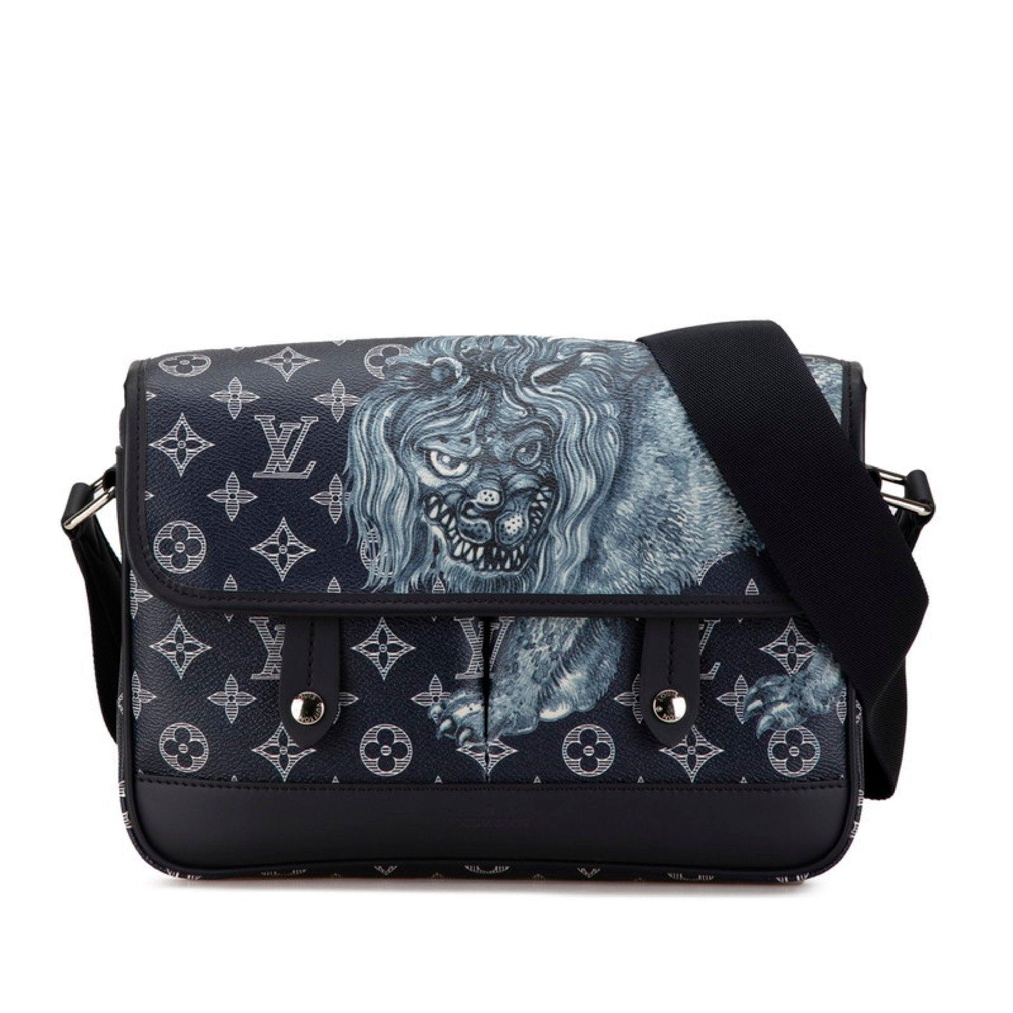 Louis Vuitton Navy Pvc Leather Messenger Bag (Pre-Owned)
