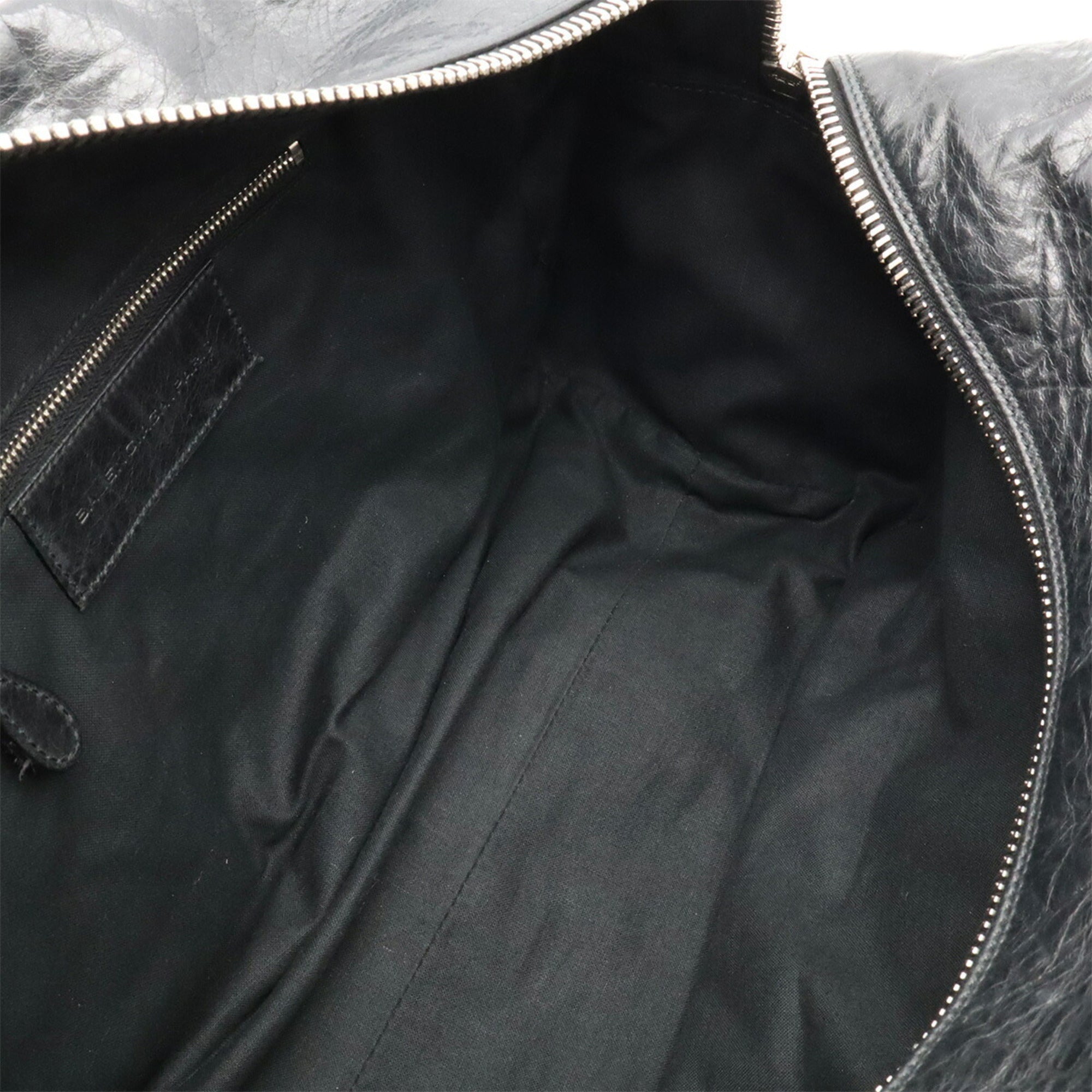 Balenciaga Black Leather Boston Bag Handbag (Pre-Owned)