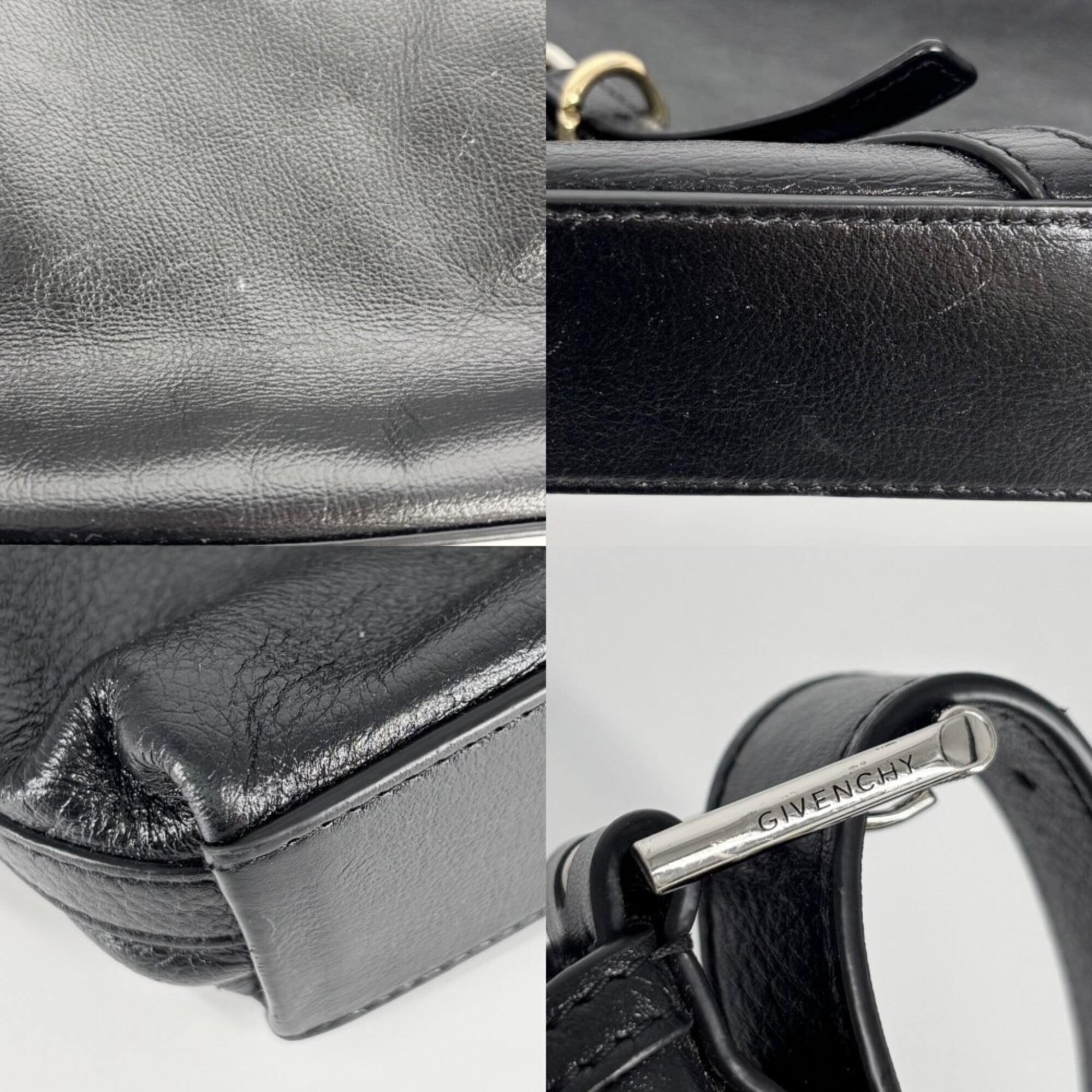 Givenchy Black Leather Handbag Shoulder Bag (Pre-Owned)