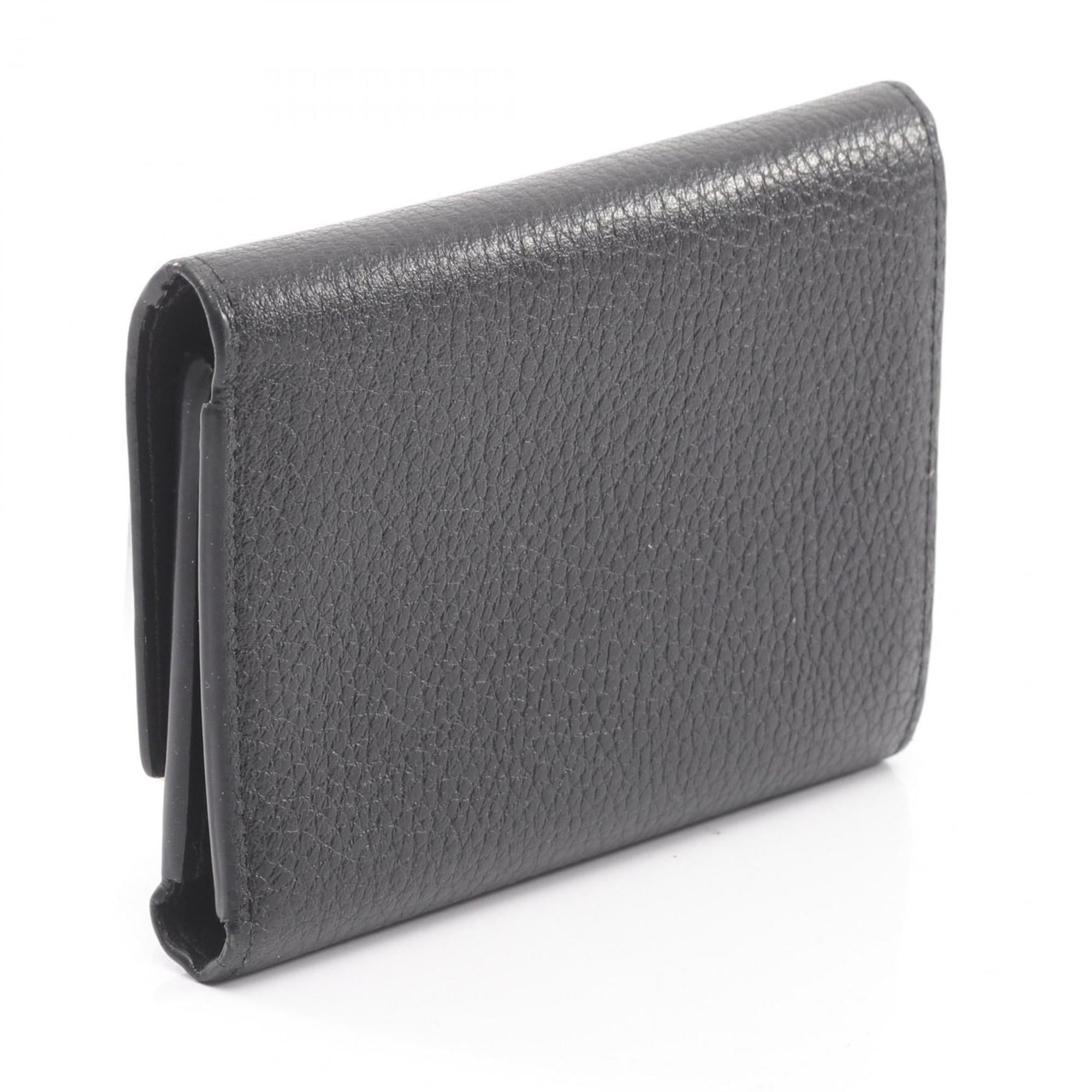 Louis Vuitton Black Leather Wallet (Tri-Fold) (Pre-Owned)