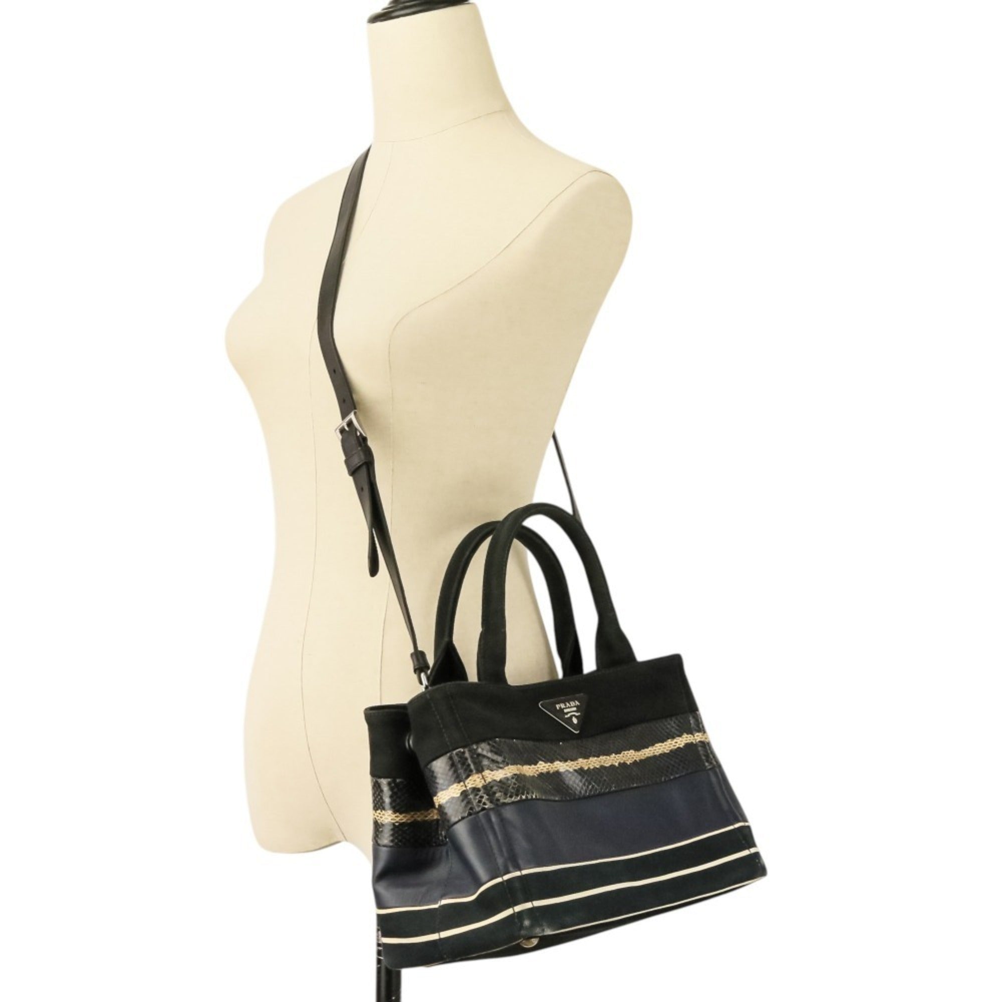 Prada Black Navy Handbag Shoulder Bag (Pre-Owned)