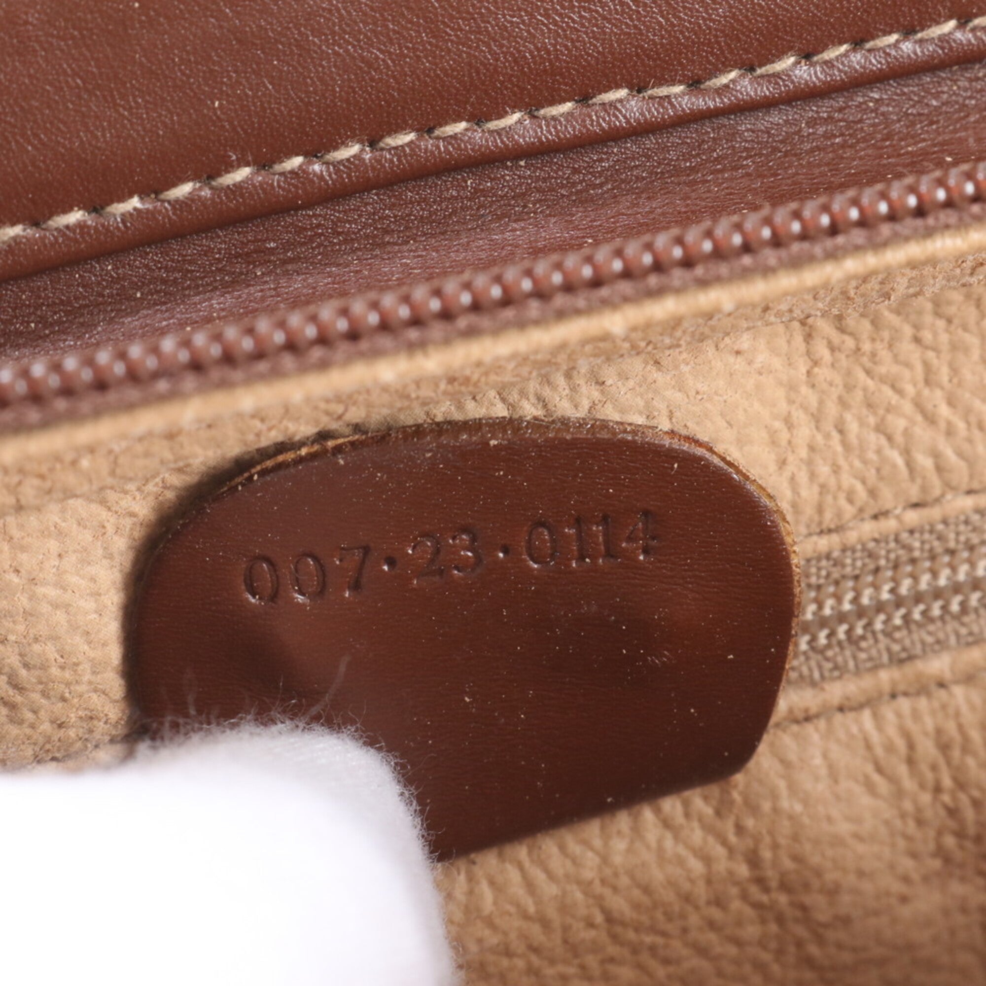 Gucci Brown Leather Canvas Shoulder Bag (Pre-Owned)