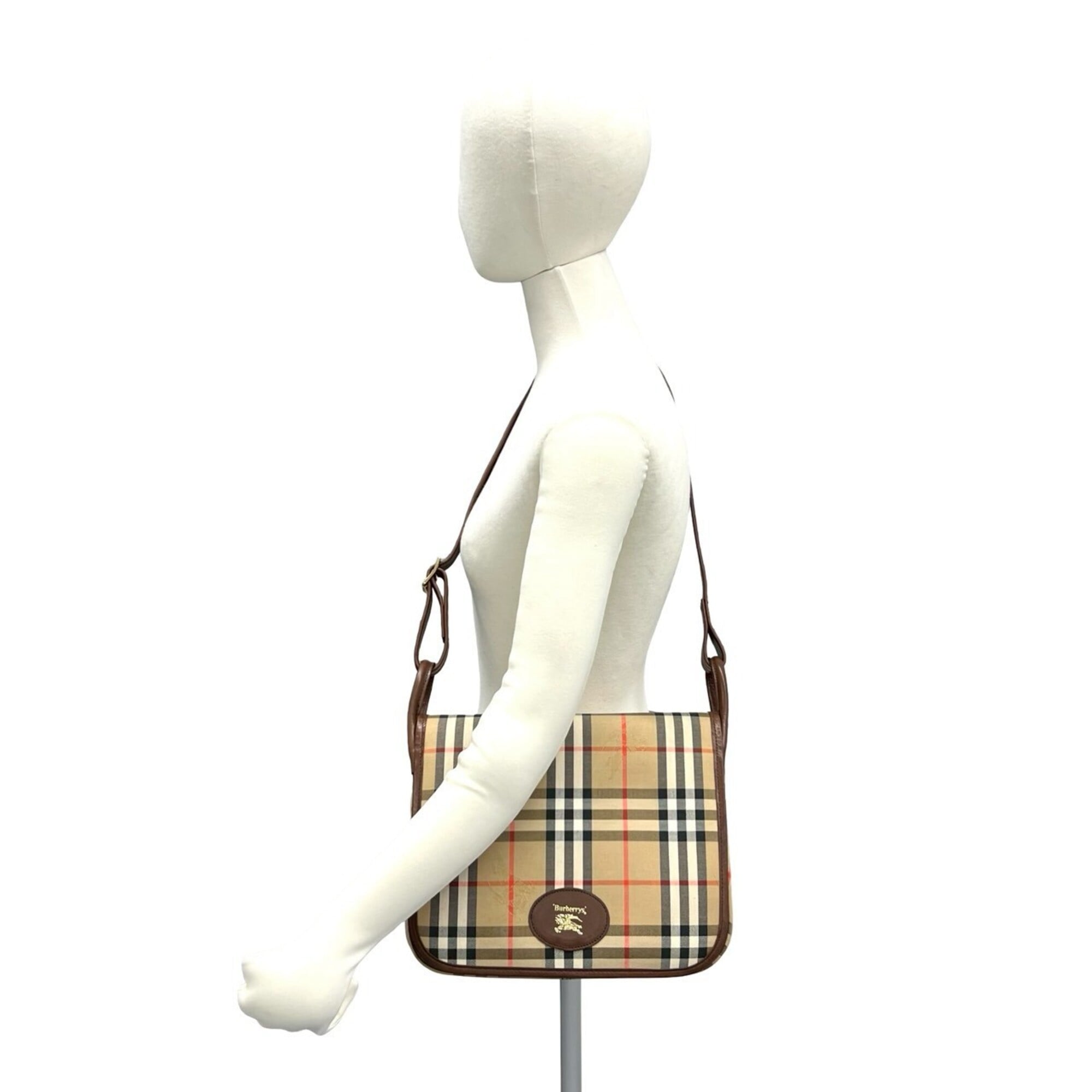 Burberry Beige Brown Canvas Leather Shoulder Bag (Pre-Owned)