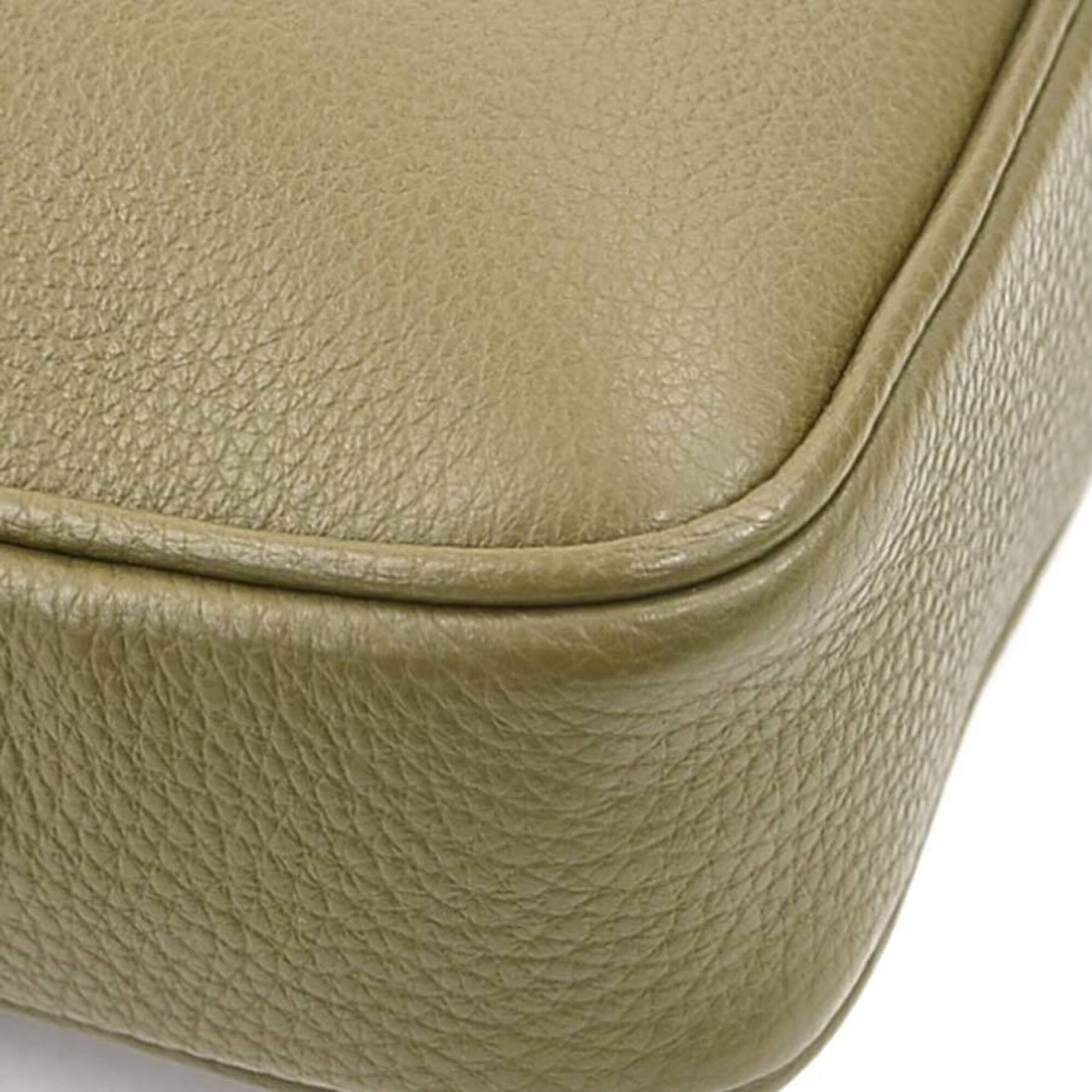 Versace Khaki Leather Shoulder Bag (Pre-Owned)