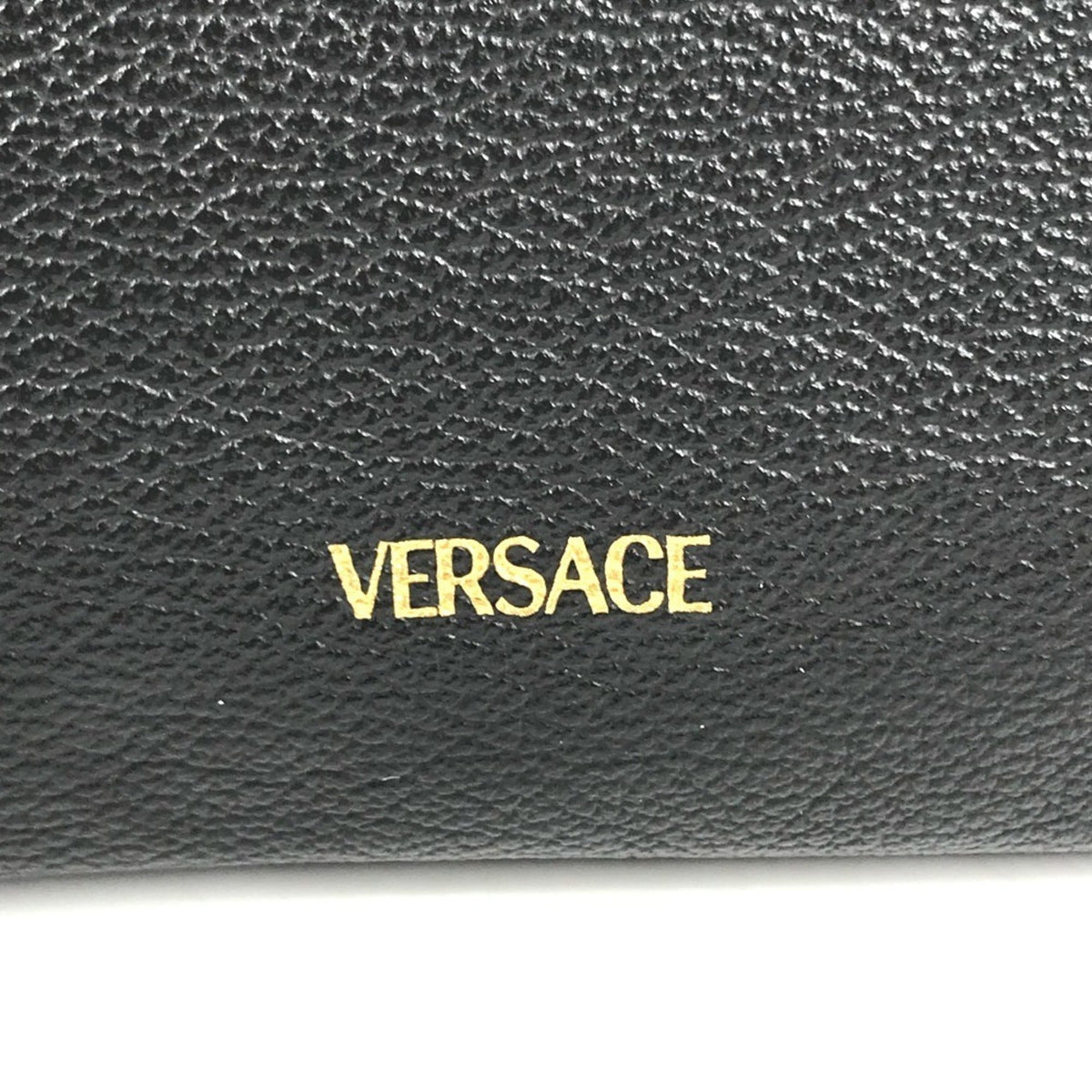 Versace Black Leather Clutch Bag Handbag (Pre-Owned)