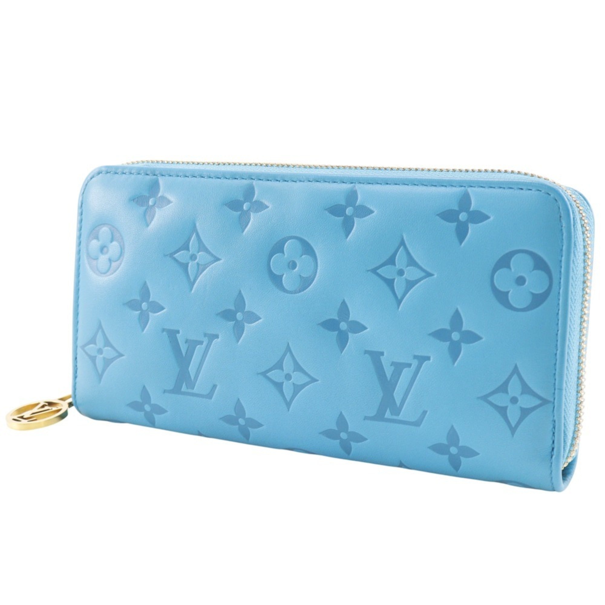Louis Vuitton Blue Turquoise Leather Long Wallet (Bi-Fold) (Pre-Owned)