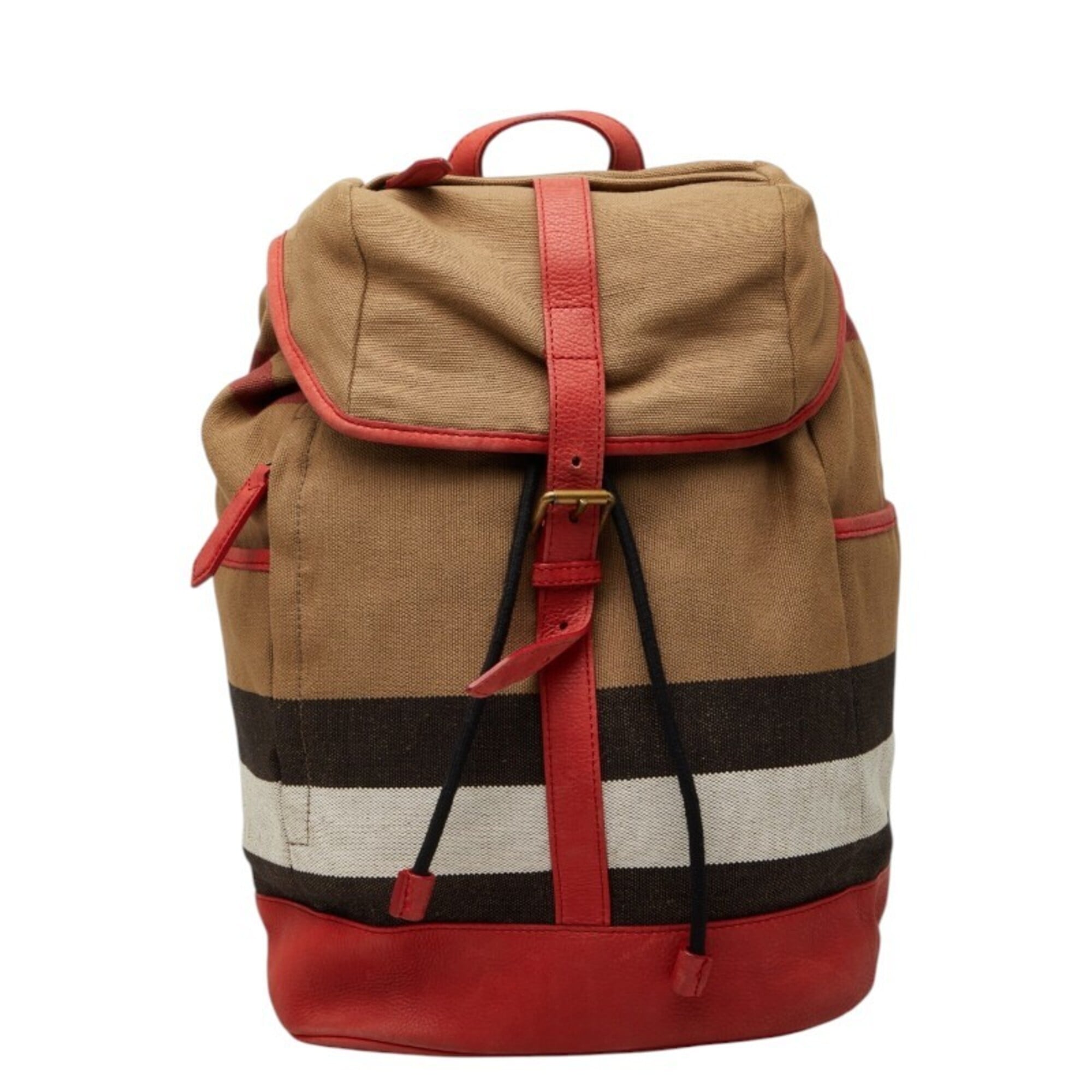Burberry Beige Multi-Color Canvas Leather Backpack (Pre-Owned)