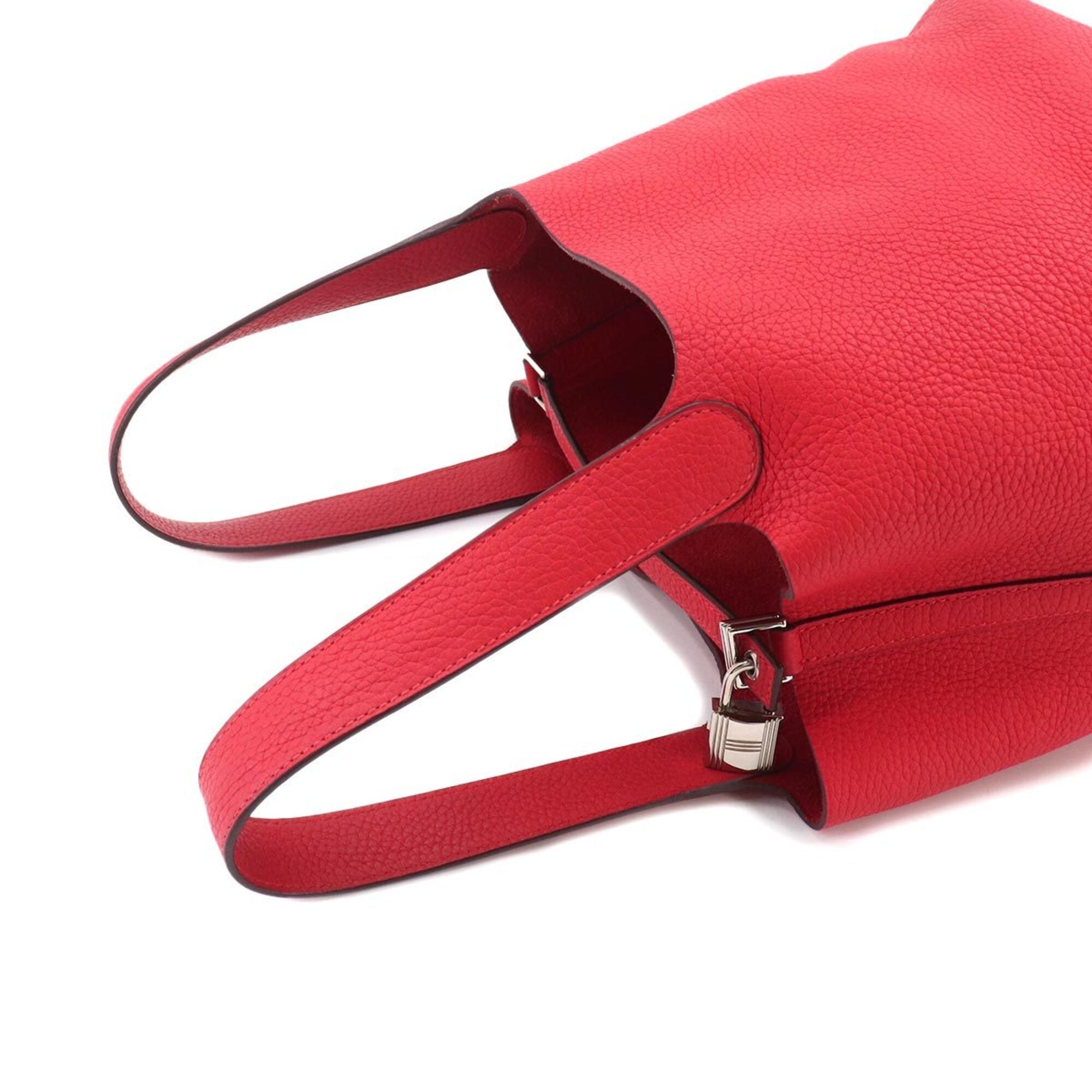 Hermes Red Color Taurillon Clemence Leather Handbag (Pre-Owned)