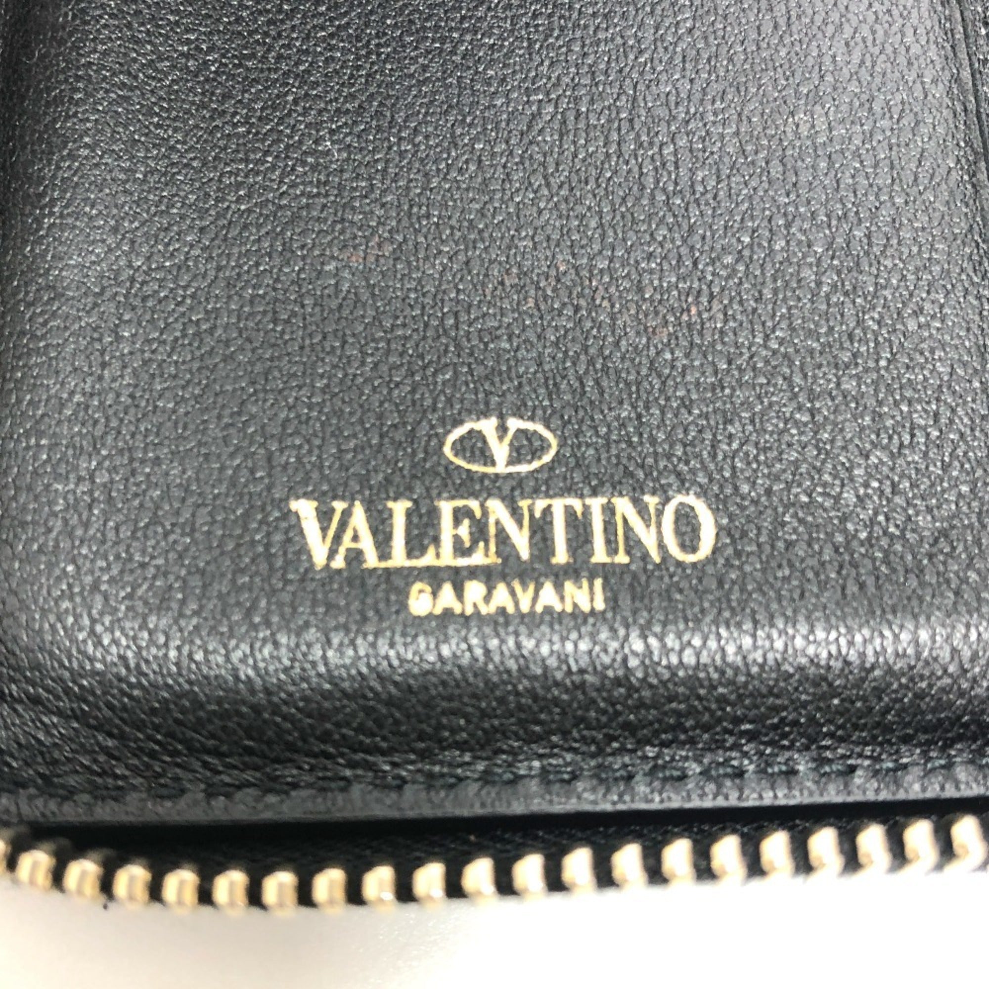 Valentino Black White Leather Wallet (Bi-Fold) (Pre-Owned)
