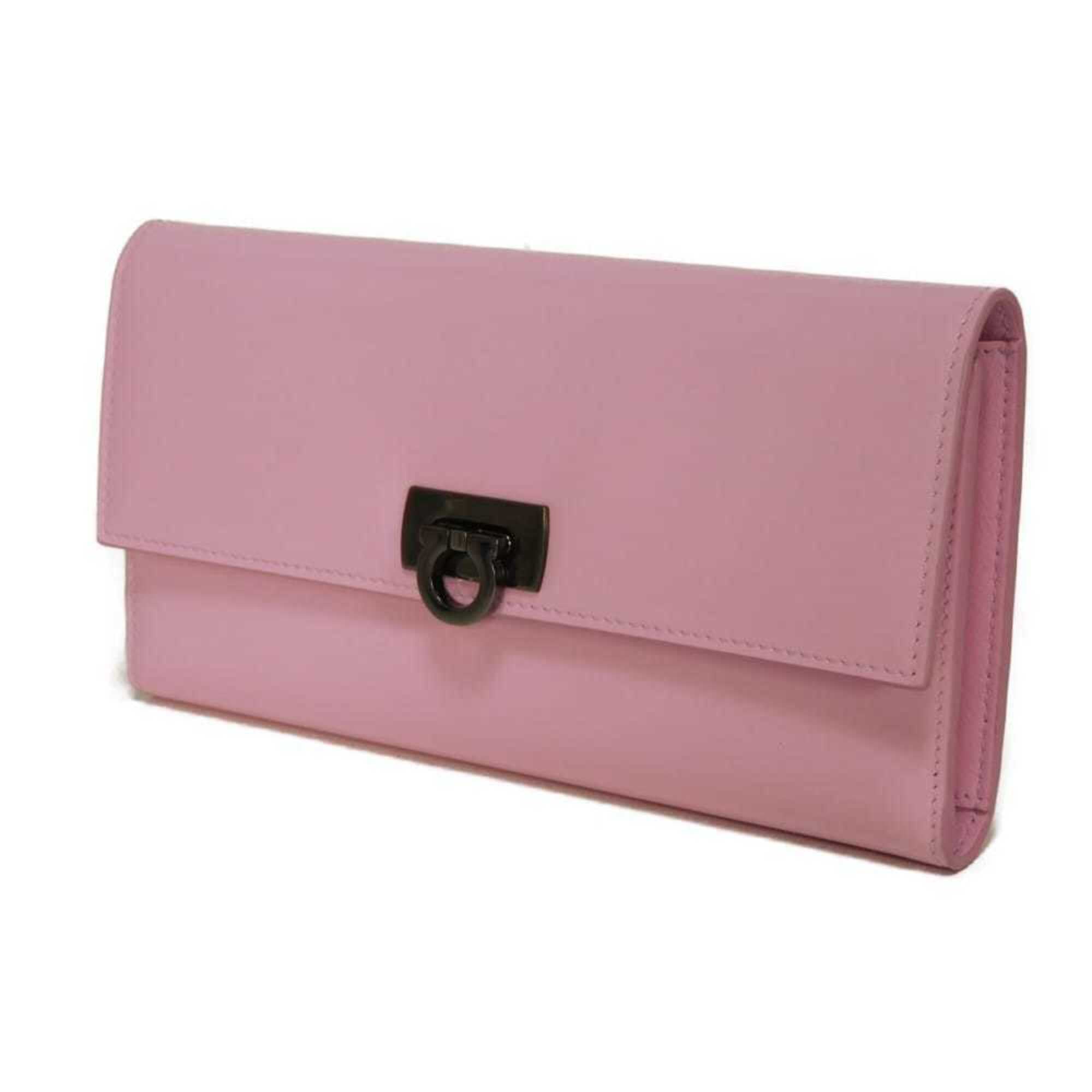 Salvatore Ferragamo Pink Leather Long Wallet (Tri-Fold) (Pre-Owned)