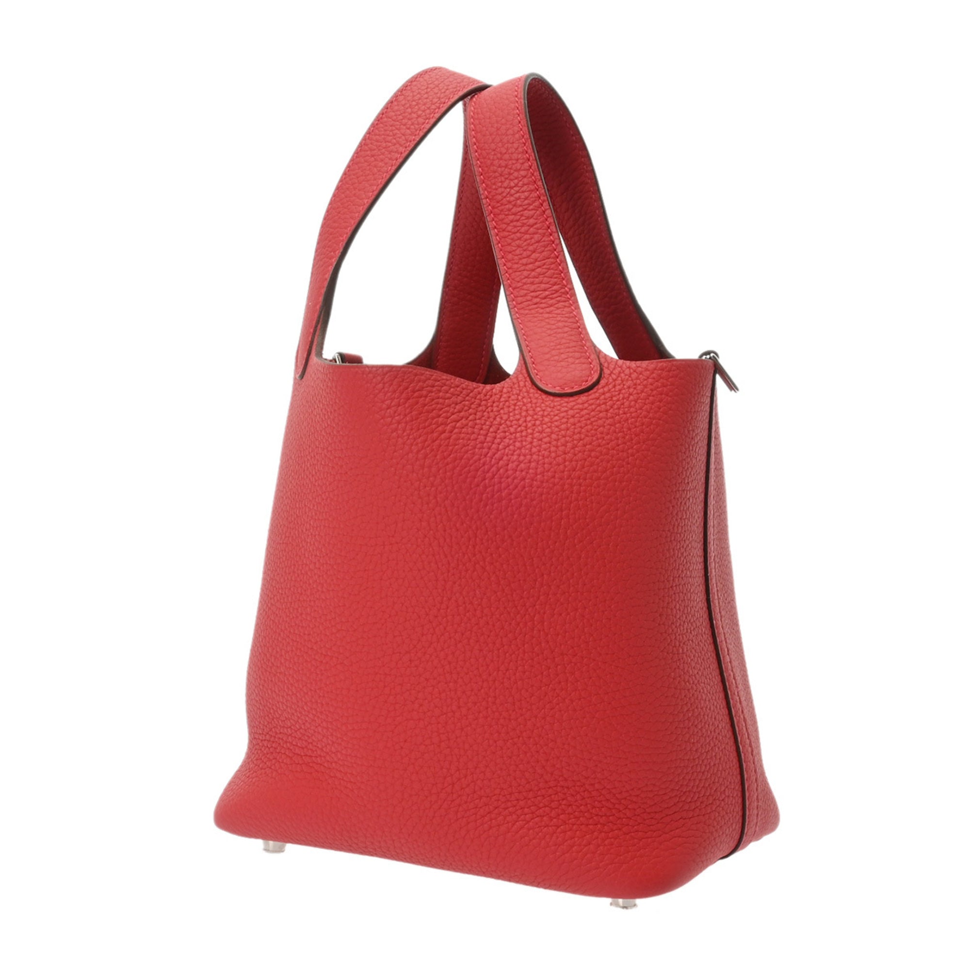 Hermes Rouge Casaque Taurillon Clemence Leather Handbag (Pre-Owned)
