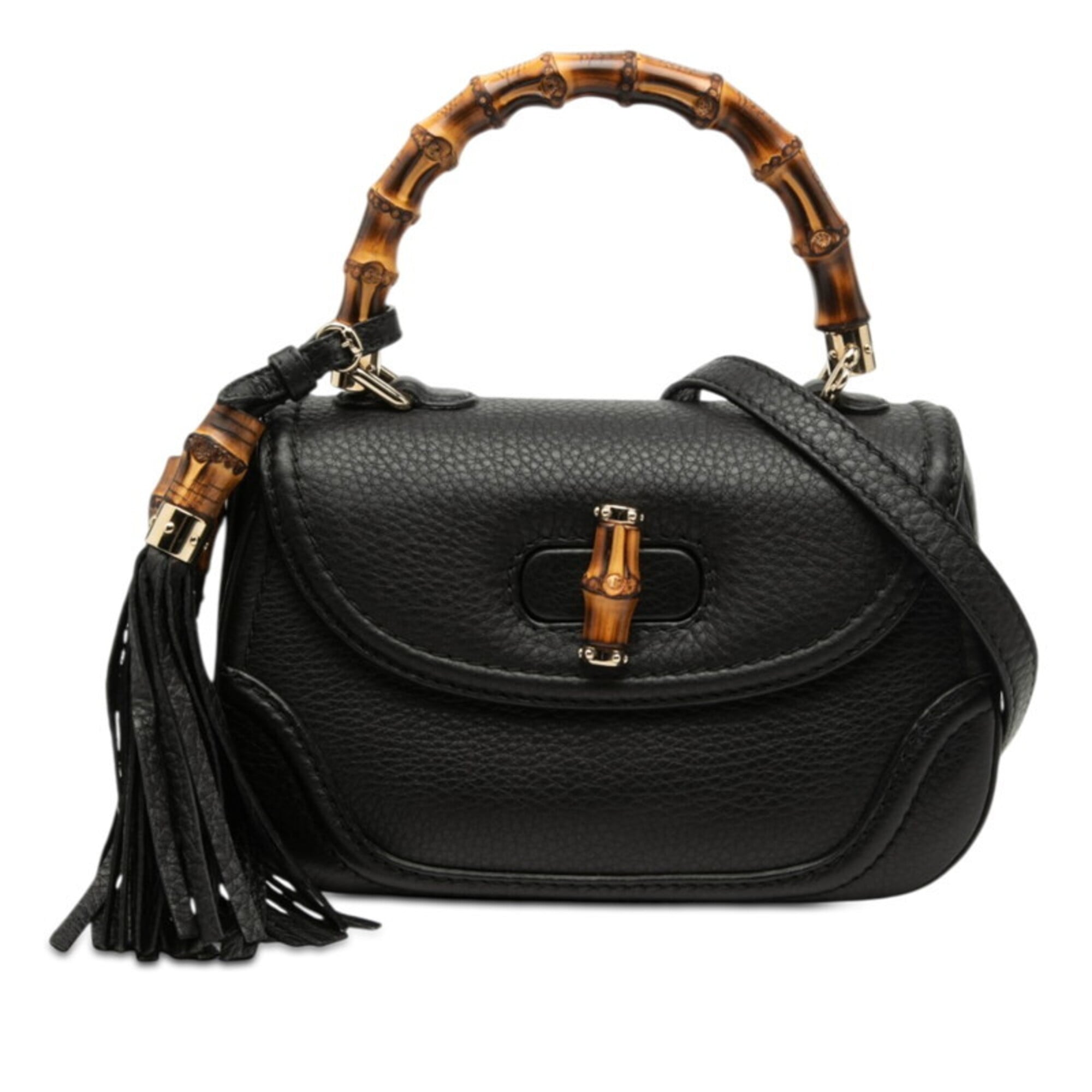 Gucci Black Leather Handbag Shoulder Bag (Pre-Owned)
