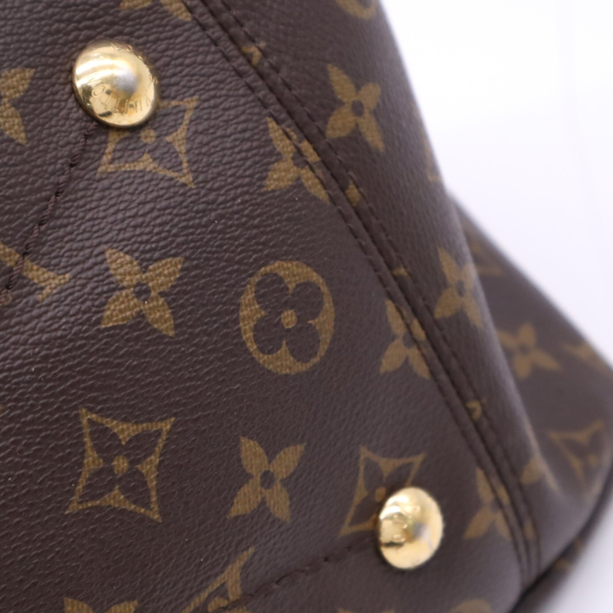 Louis Vuitton Beige Brown Coated Canvas Leather Handbag (Pre-Owned)