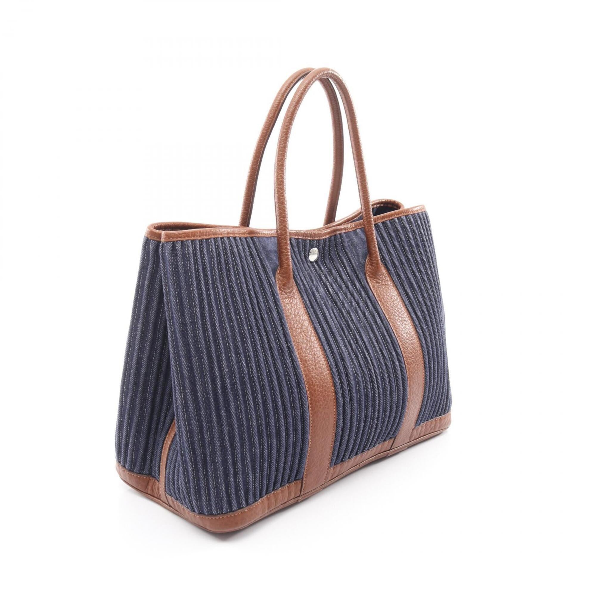 Hermes Garden Brown Navy Buffle Skipper Leather Handbag Tote Bag (Pre-Owned)