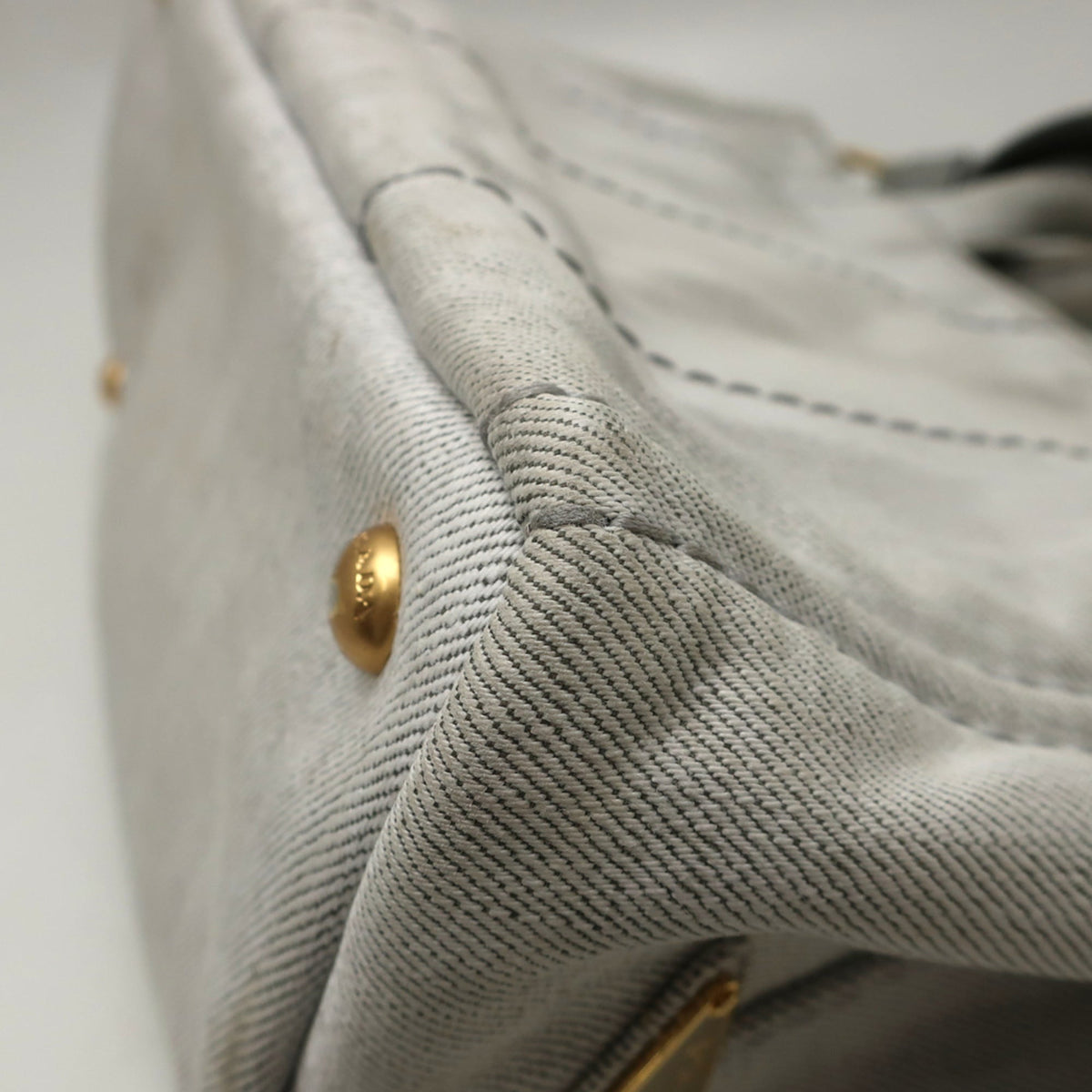 Prada Canapa Gold Cotton Canvas Handbag (Pre-Owned)