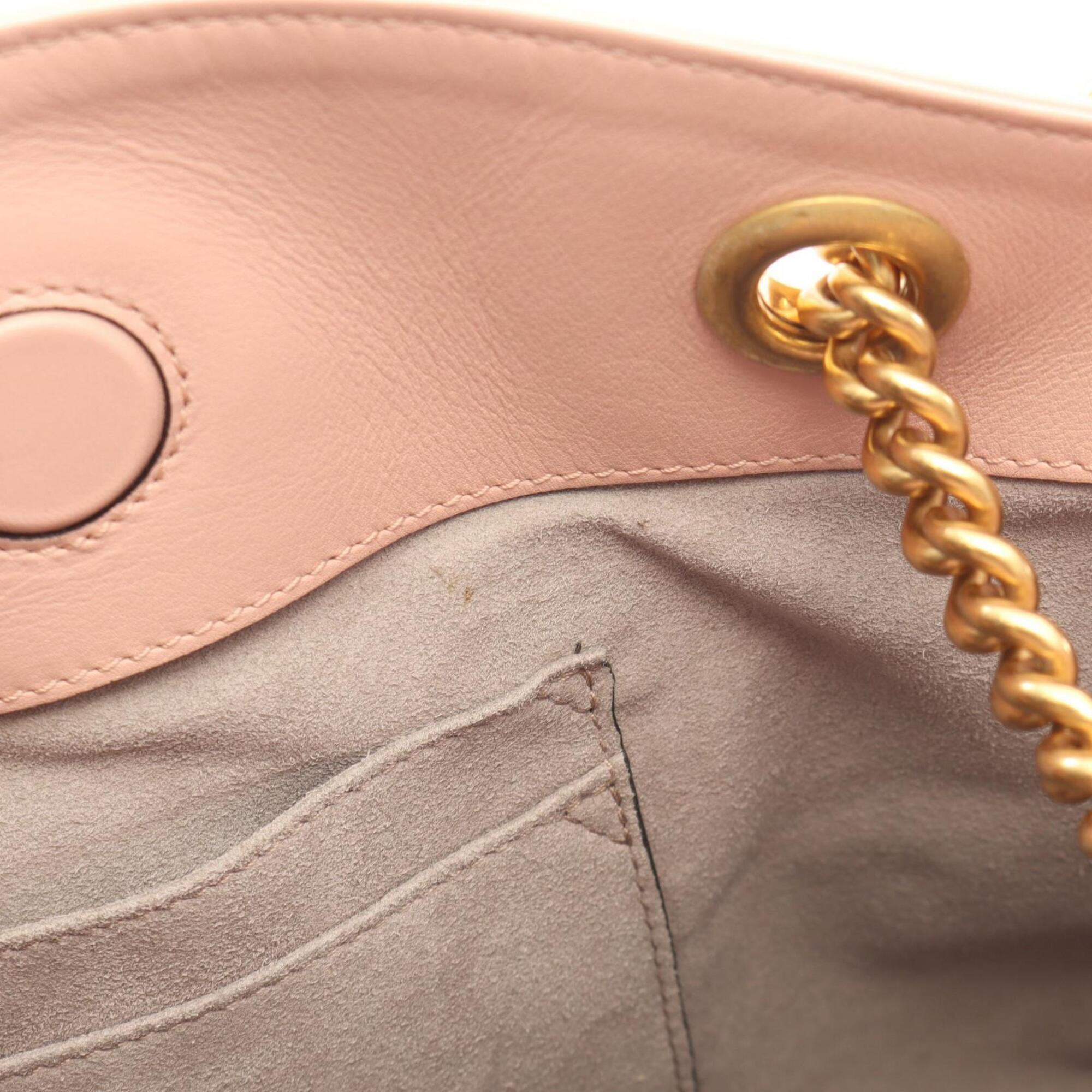 Gucci Gg Marmont Pink Leather Handbag Shoulder Bag (Pre-Owned)