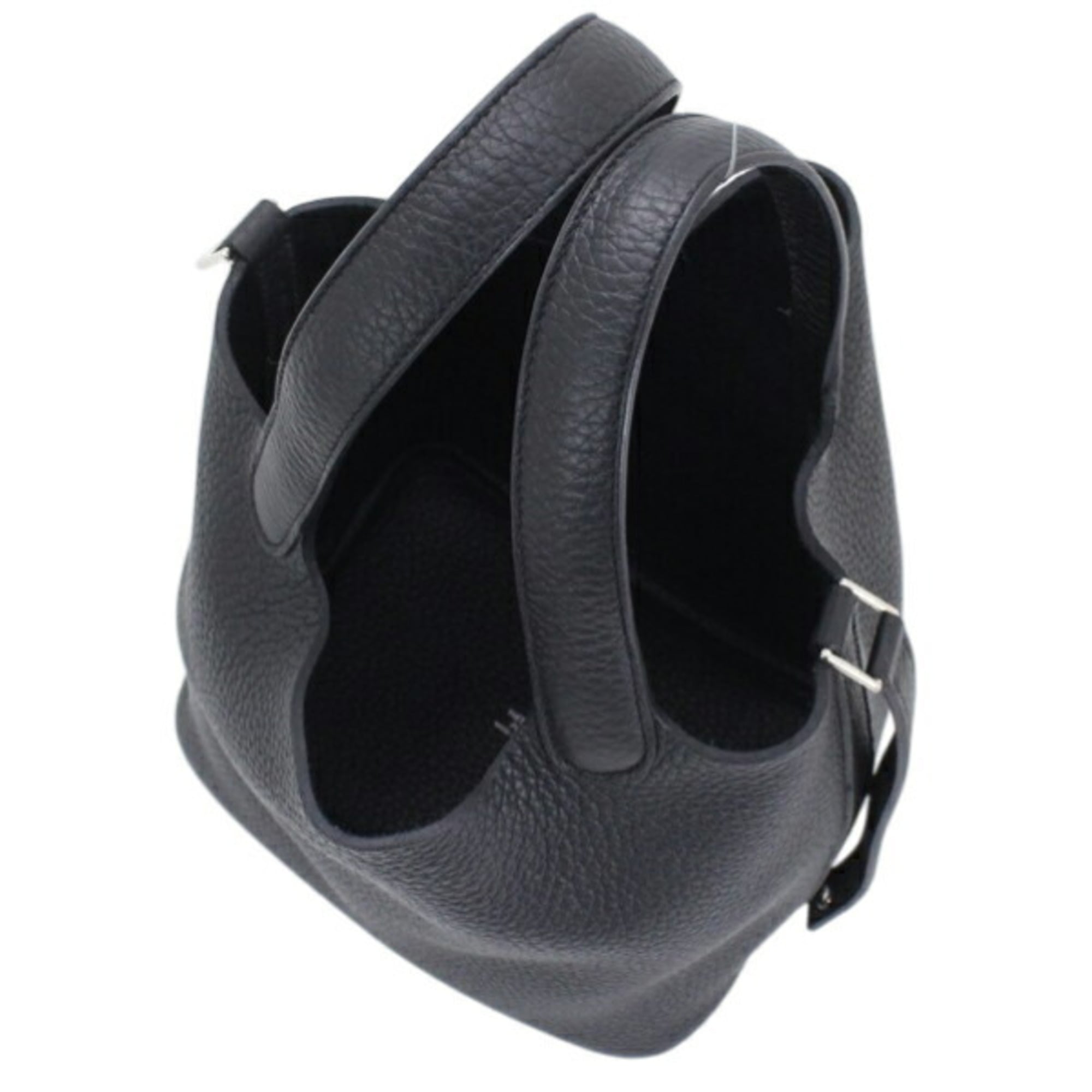 Hermes Black Taurillon Clemence Leather Handbag Tote Bag (Pre-Owned)