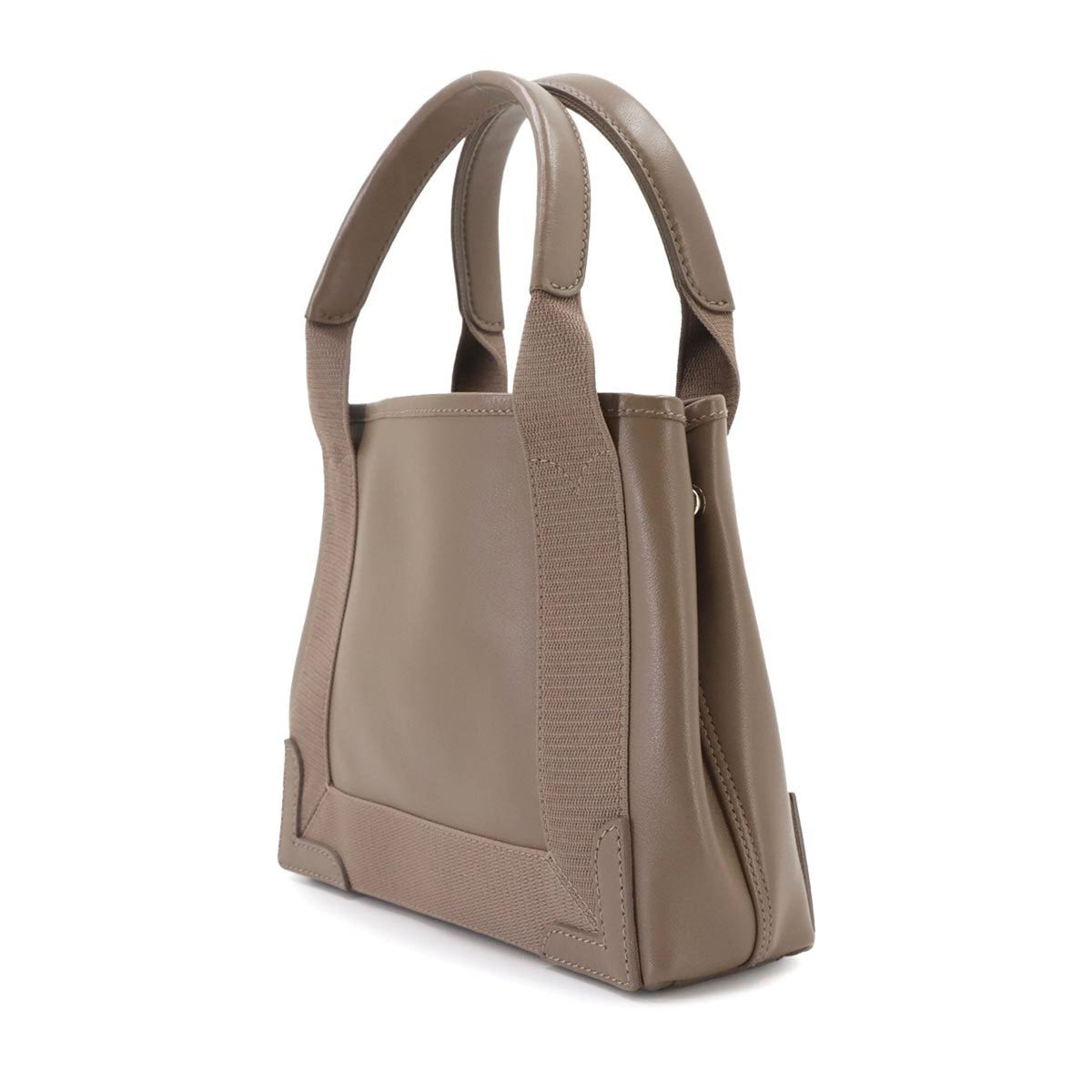 Balenciaga Brown Leather Canvas Handbag Pouch Tote Bag (Pre-Owned)