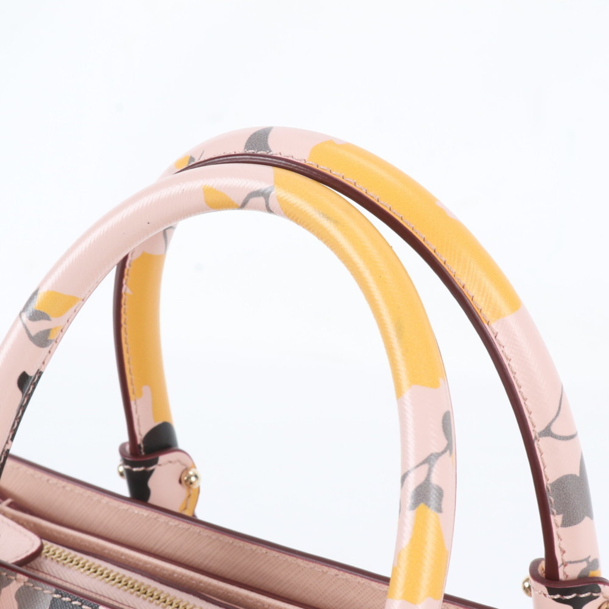Salvatore Ferragamo Pink Yellow Leather Handbag Tote Bag (Pre-Owned)