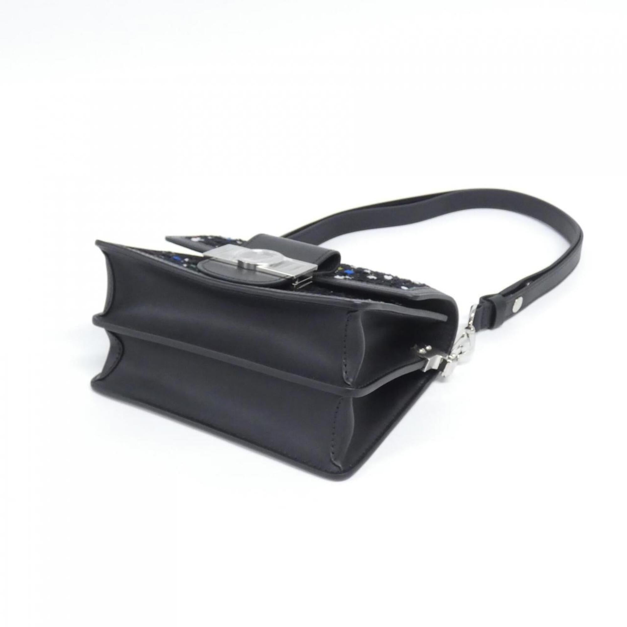 Louis Vuitton Black Tweed Spangles Leather Shoulder Bag (Pre-Owned)