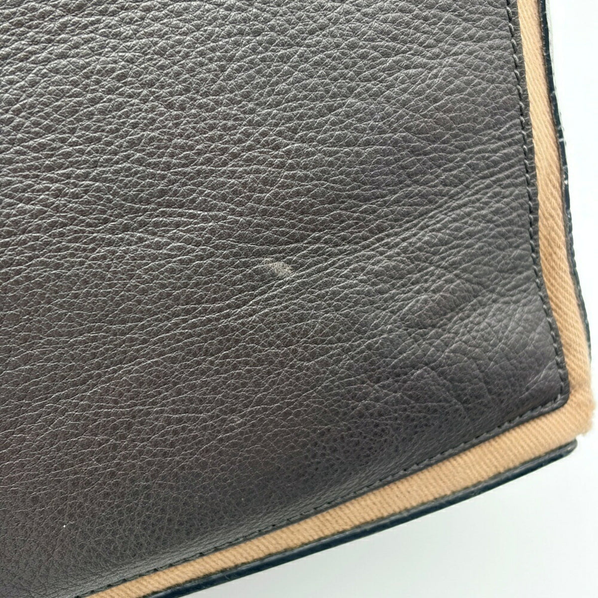 Yves Saint Laurent Beige Dark Brown Leather Canvas Handbag Shoulder Bag (Pre-Owned)