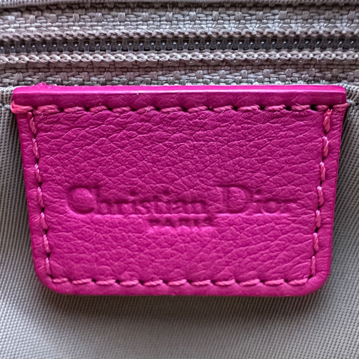Christian Dior Beige Pink Canvas Leather Handbag (Pre-Owned)