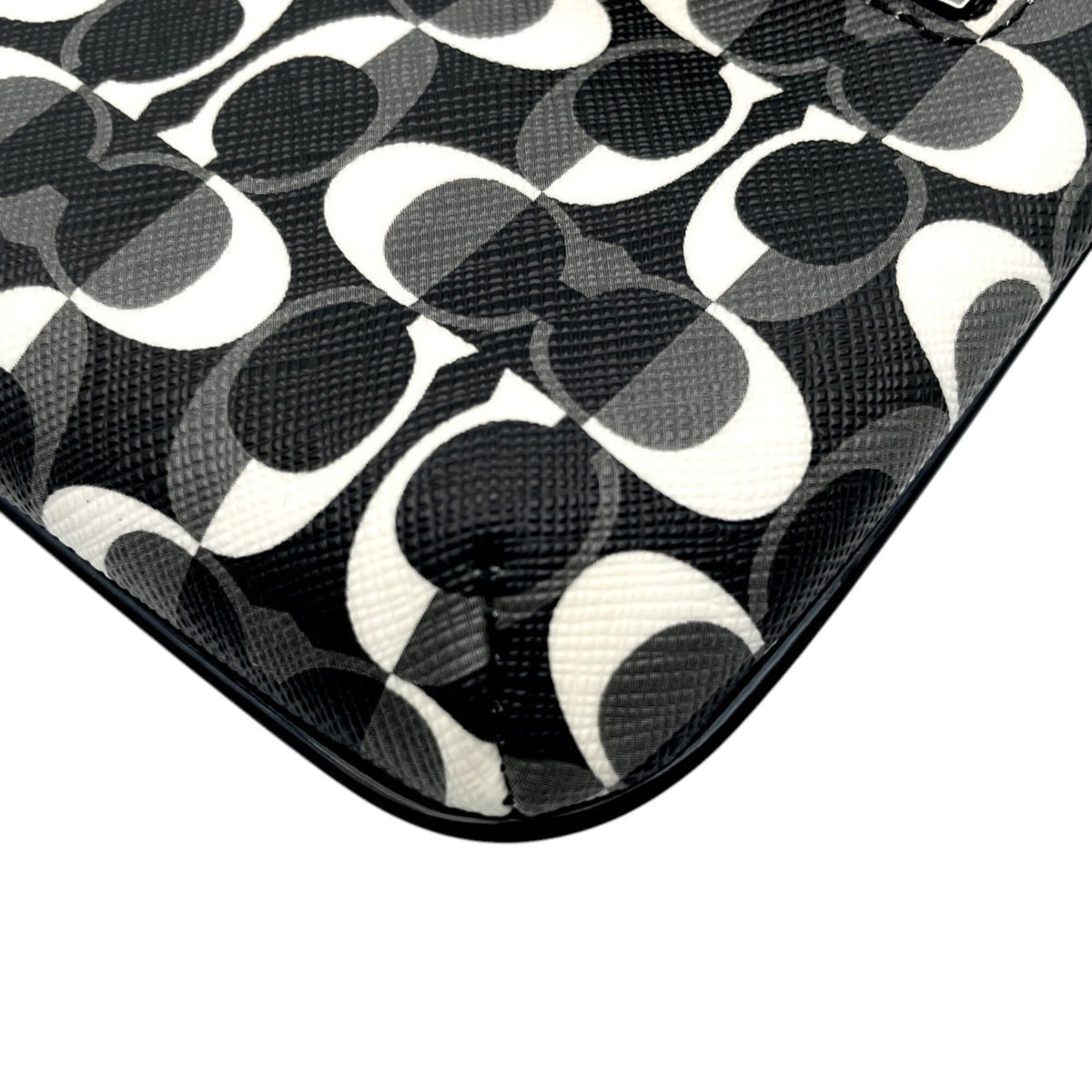 Coach Black Gray White Coated Canvas Leather Clutch Bag Pouch (Pre-Owned)