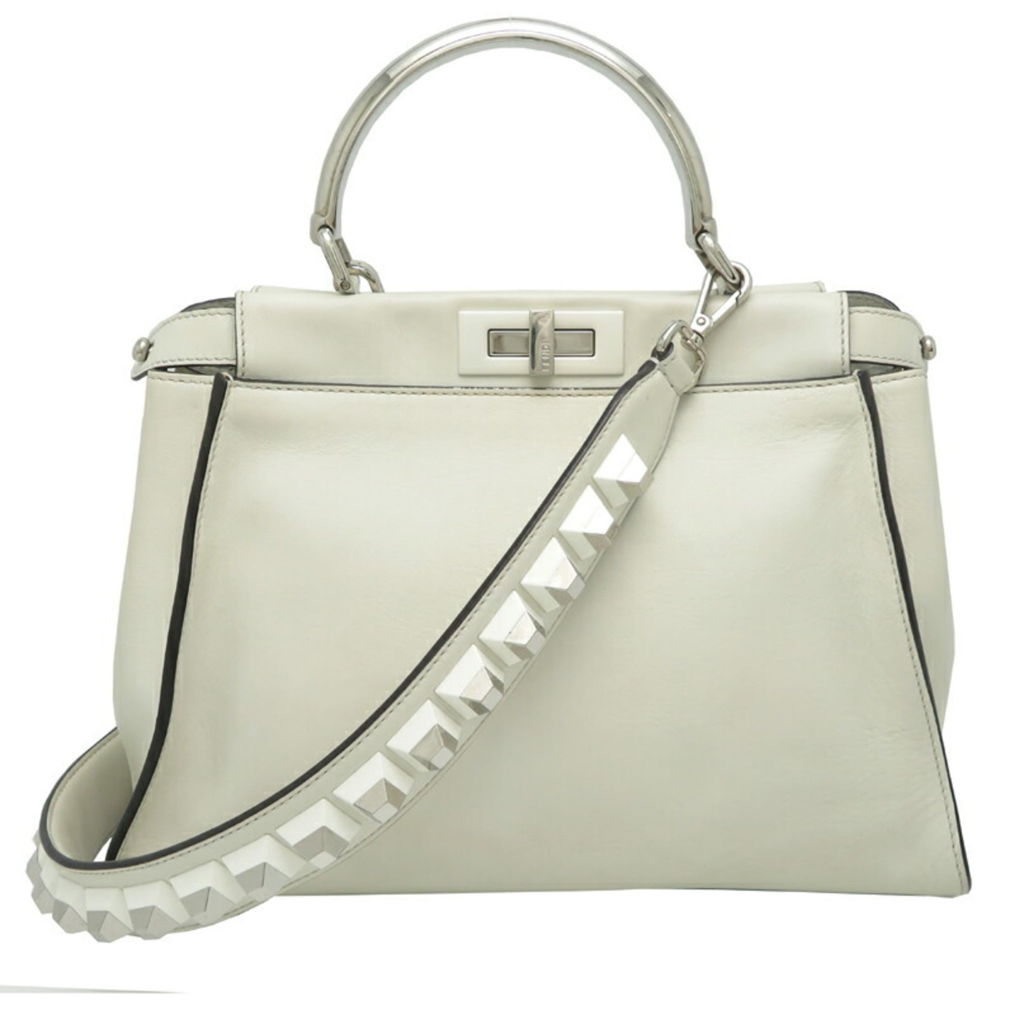 Fendi Peekaboo White Leather Handbag (Pre-Owned)