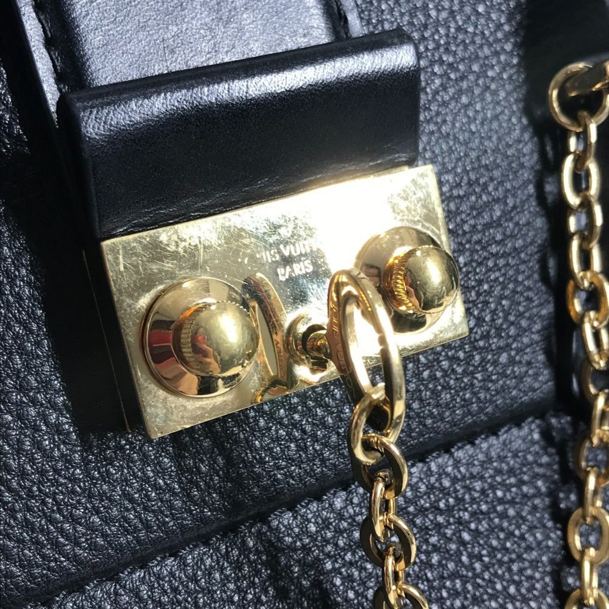 Louis Vuitton Black Noir Leather Handbag Tote Bag (Pre-Owned)