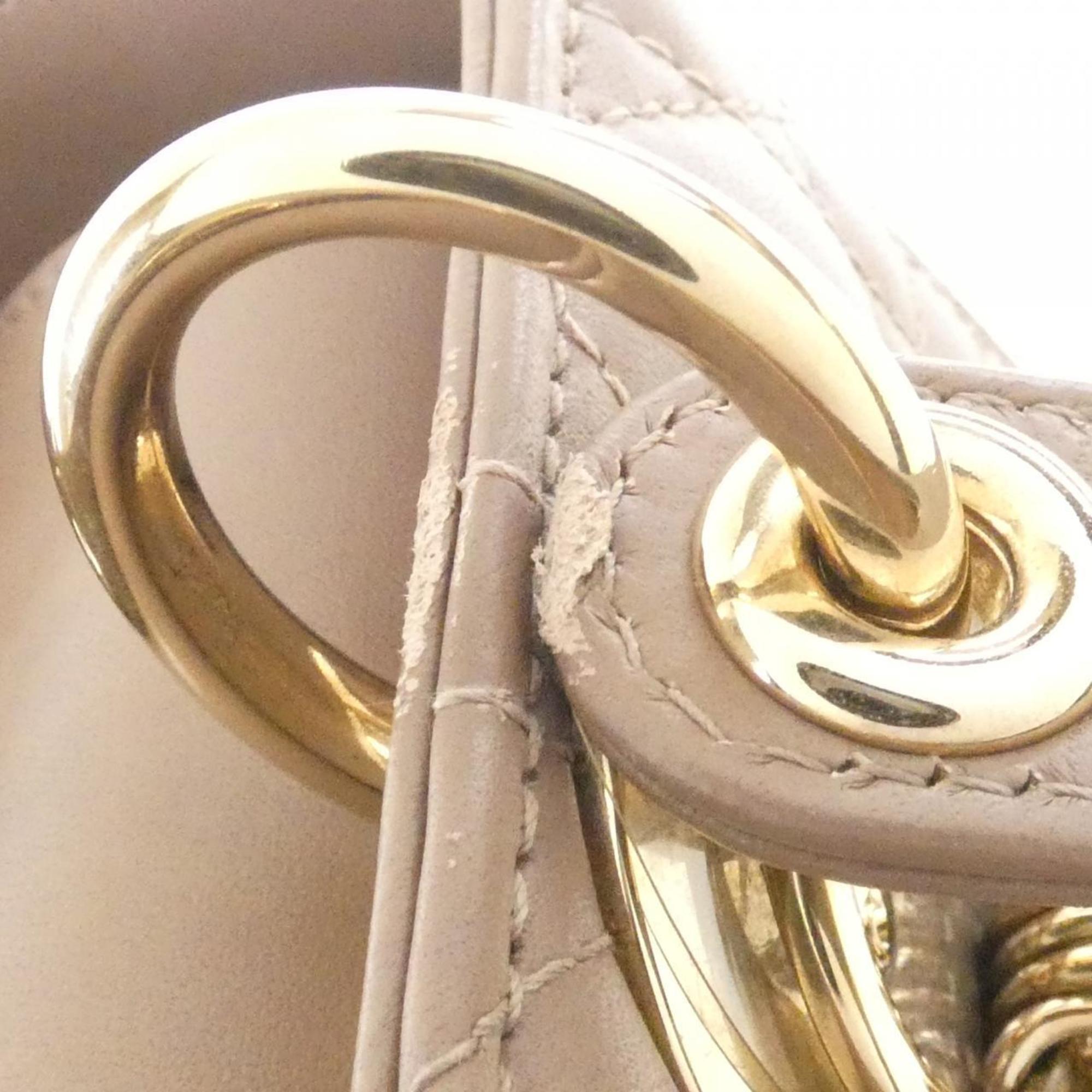 Christian Dior Brown Leather Handbag Shoulder Bag (Pre-Owned)